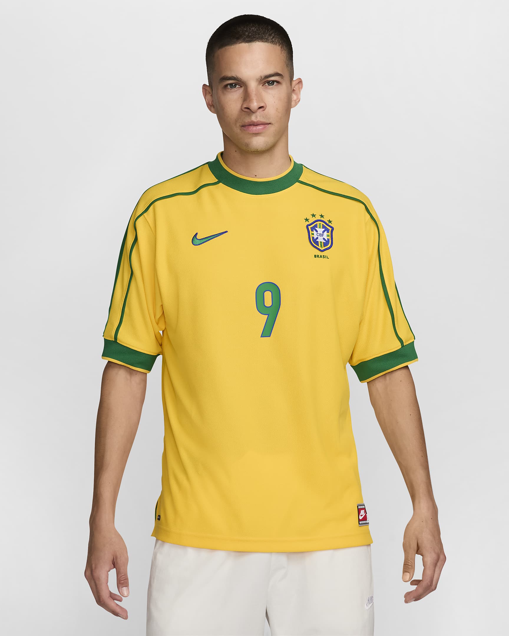 Brazil 1998 Reissue Men's Nike Football Replica Shirt - Varsity Maize/Pine Green/Lucky Green