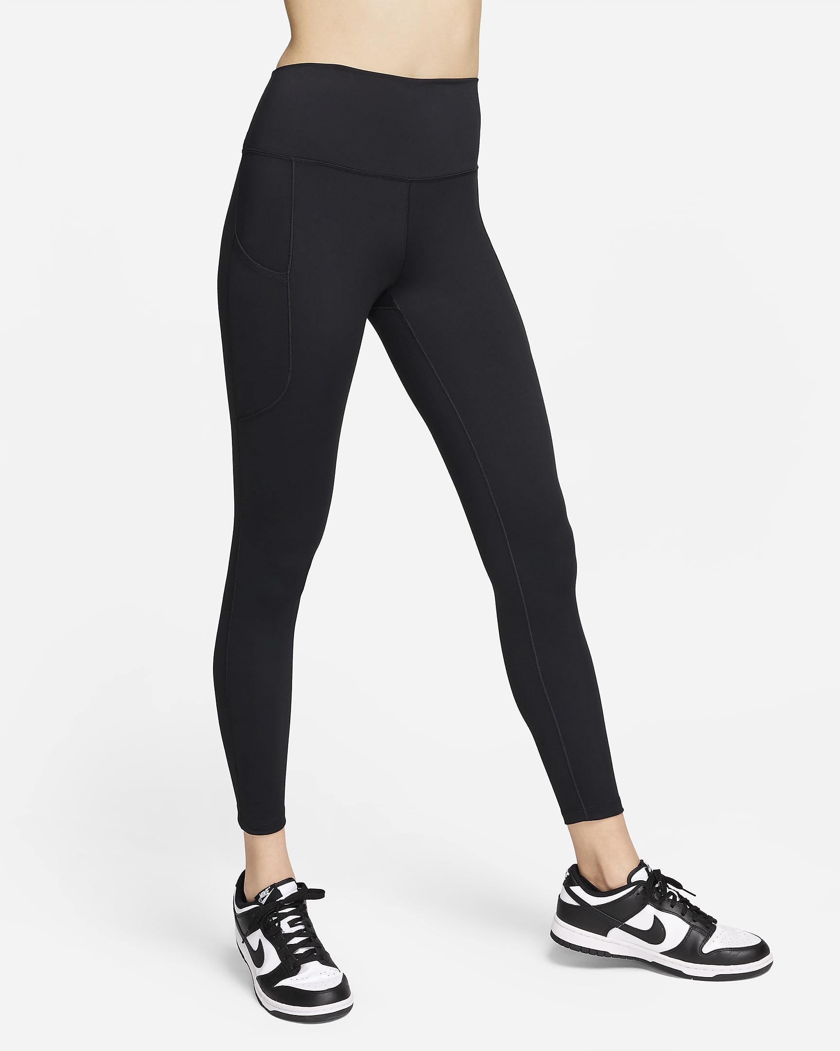 Leggings tiro alto de 7/8 con bolsillos para mujer Nike One - Negro/Negro