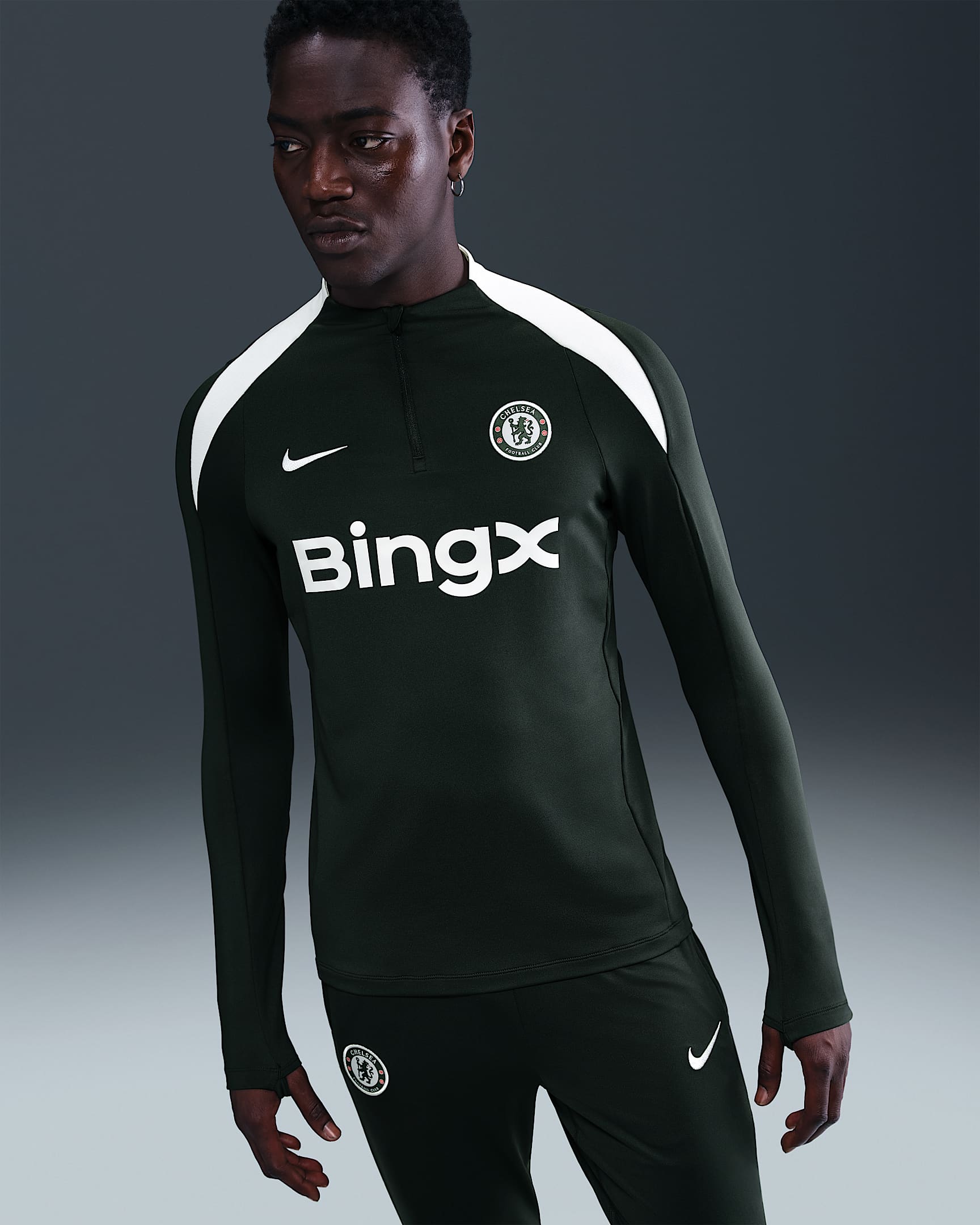 Maglia da calcio per allenamento Nike Dri-FIT Chelsea FC Strike -– Uomo - Outdoor Green/Phantom/Phantom