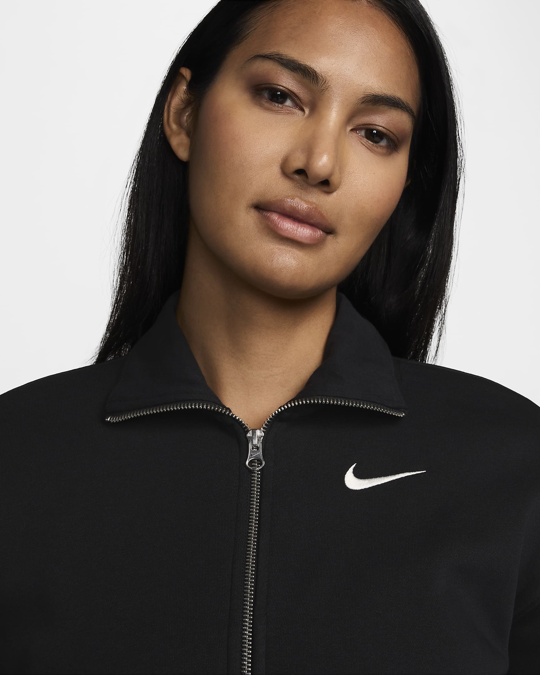 Nike Sportswear Phoenix Fleece 女款寬版田徑外套 - 黑色/Sail