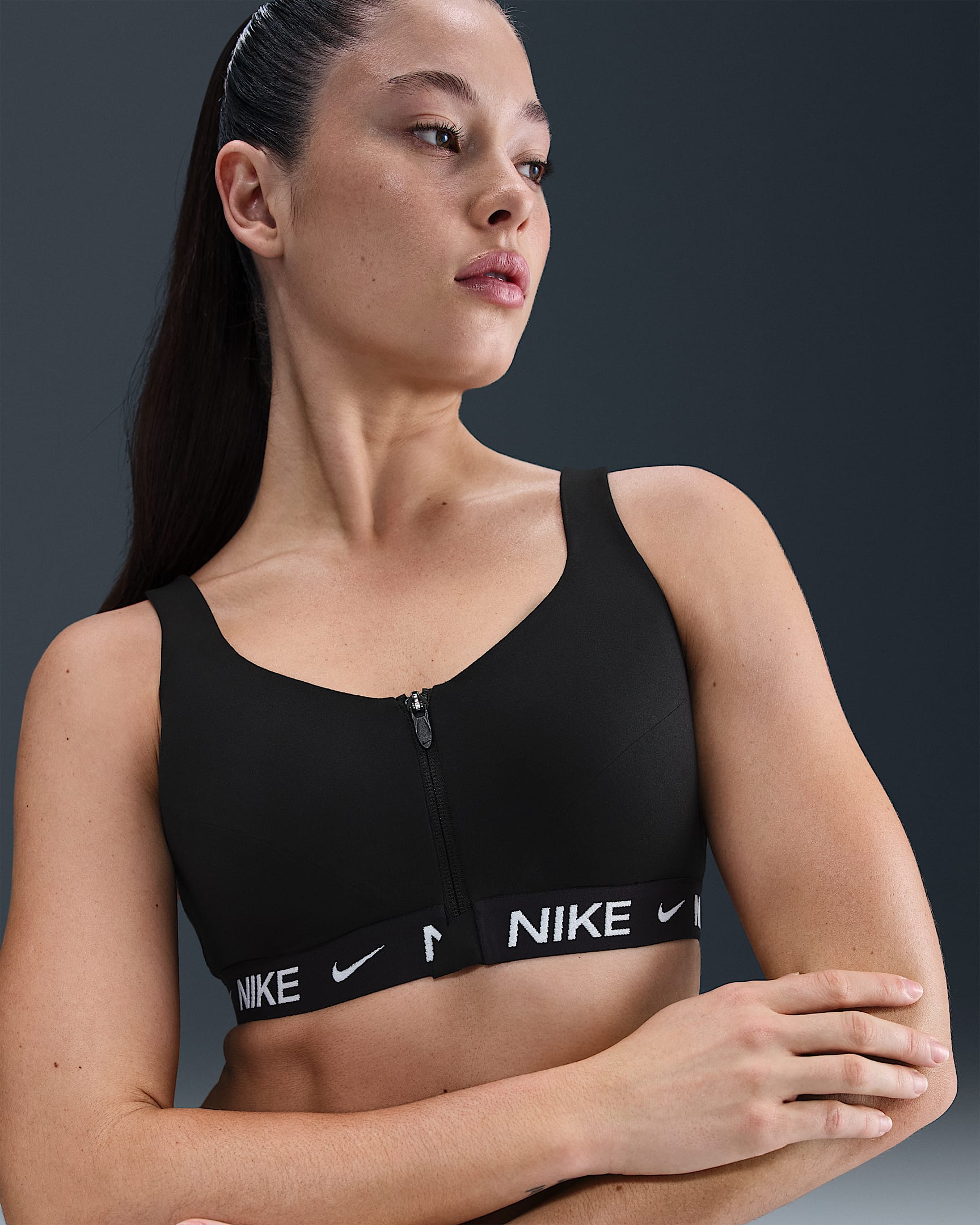 Nike Indy High Support Women's Padded Front-Zip Sports Bra - Black