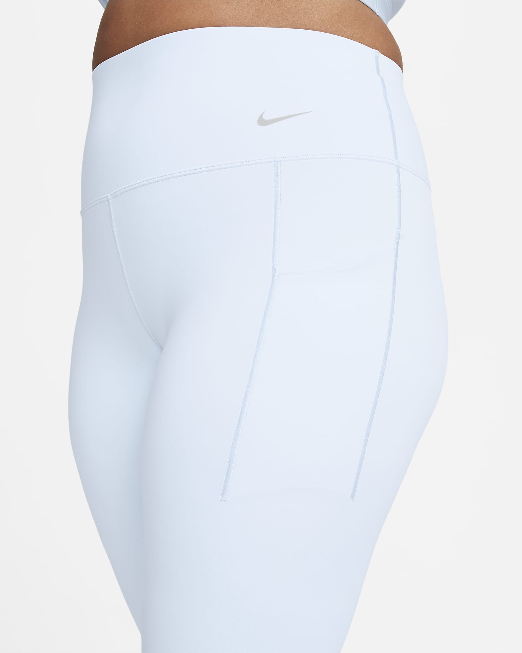 Nike Universa Women's Medium-Support High-Waisted 7/8 Leggings with Pockets - Blue Tint/Black