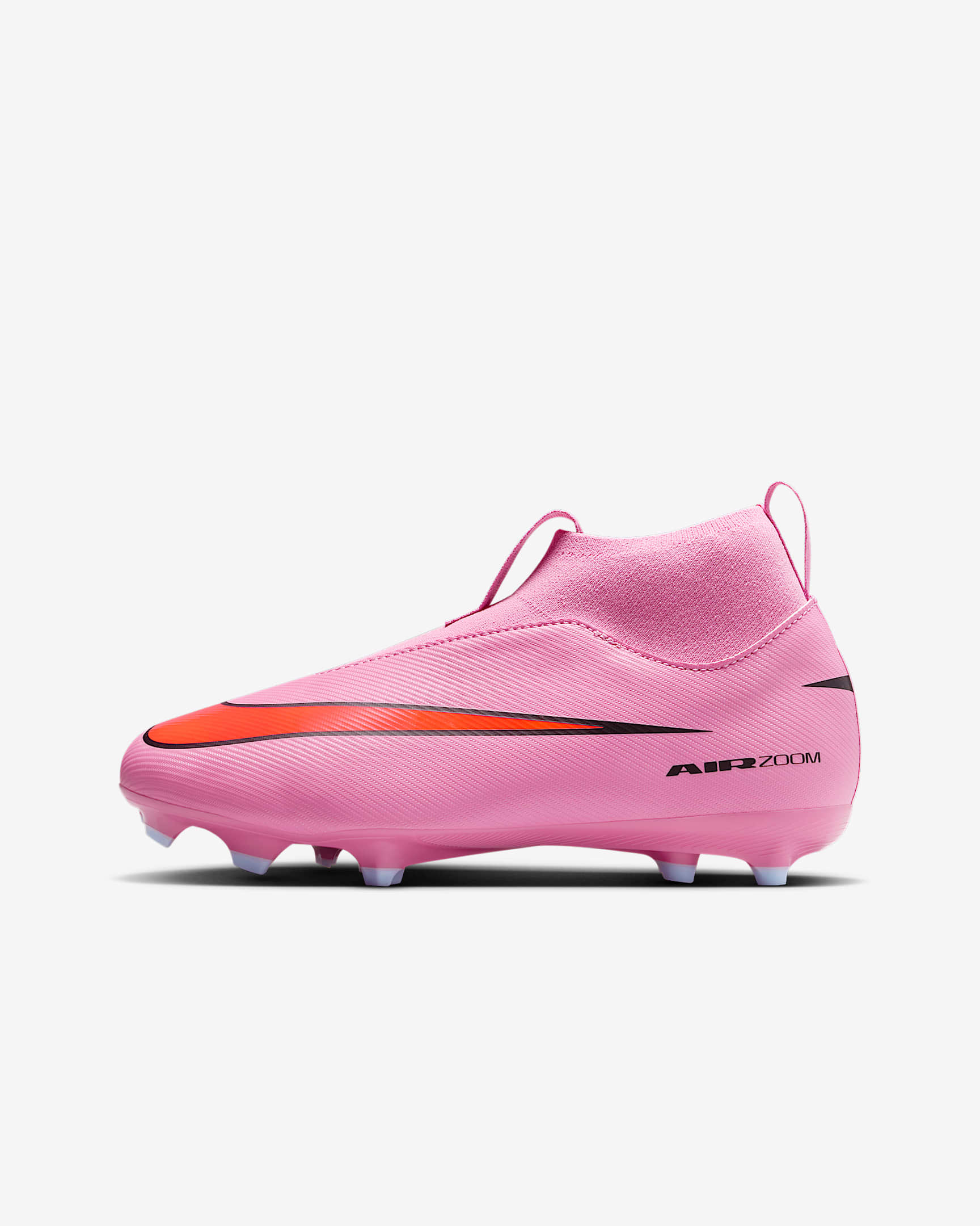 Nike Jr. Mercurial Superfly 10 Academy Younger/Older Kids' Multi-Ground High-Top Football Boot - Magic Flamingo/Total Crimson/Black