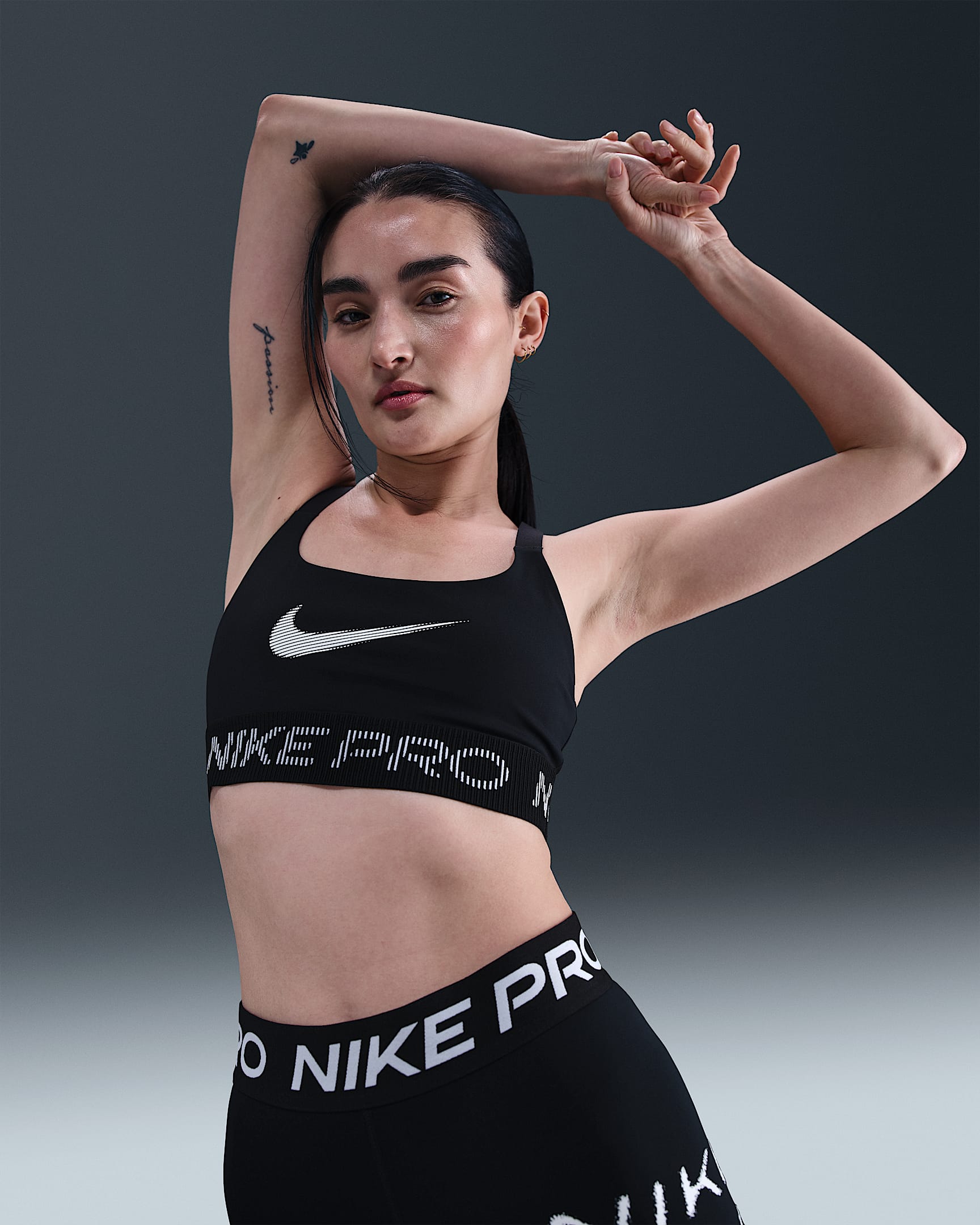 Nike Pro Women's Light-Support Non-Padded Sports Bra - Black/White/White