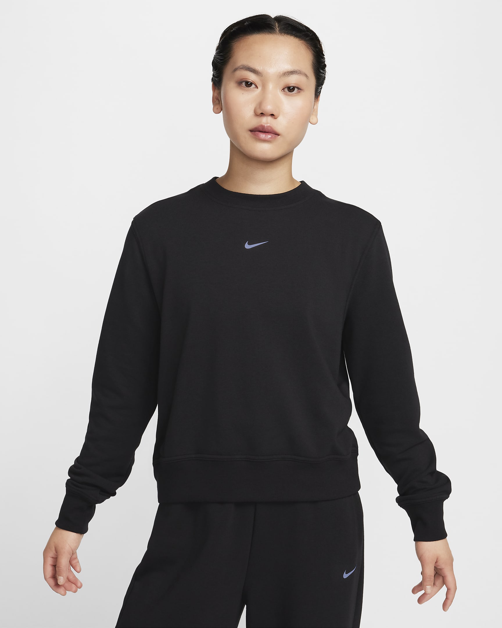 Nike Dri-FIT One Women's Crew-Neck French Terry Sweatshirt - Black/White