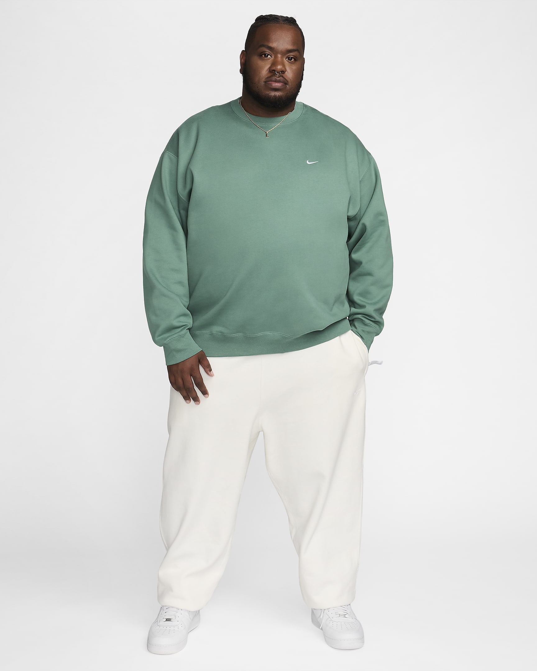 Nike Solo Swoosh Men's Fleece Crew - Bicoastal/White