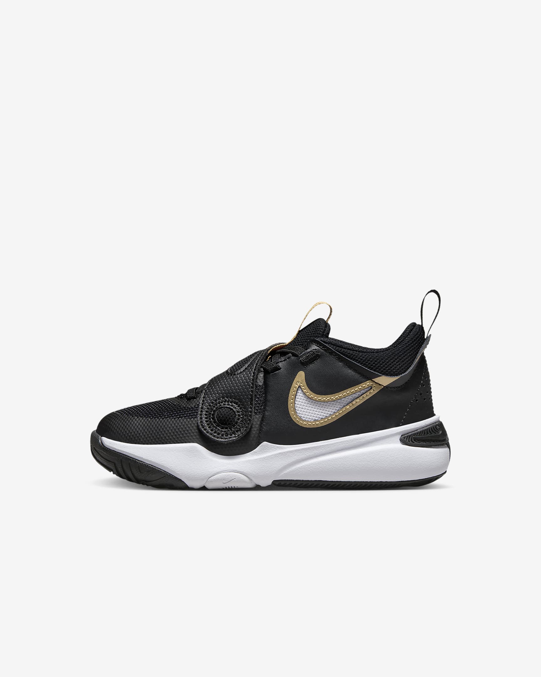 Nike Team Hustle D 11 Little Kids' Shoes - Black/White/Metallic Gold