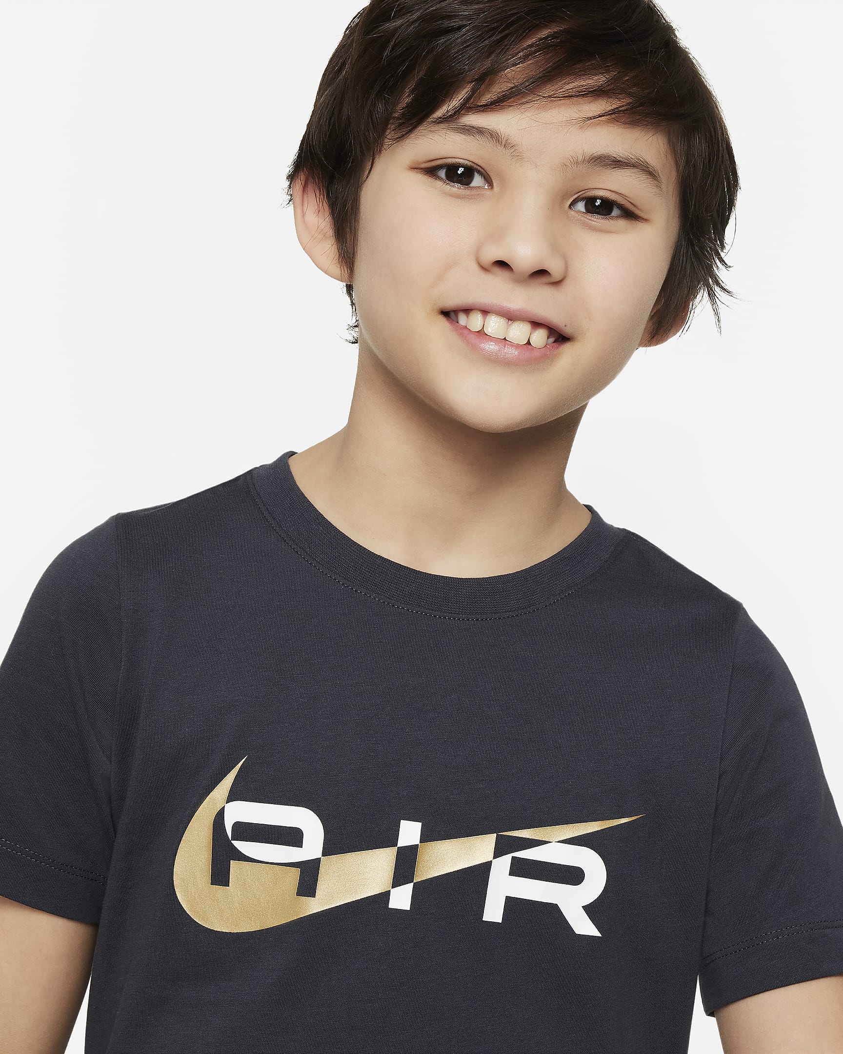 Nike Air Older Kids' (Boys') T-Shirt - Dark Smoke Grey/Metallic Gold