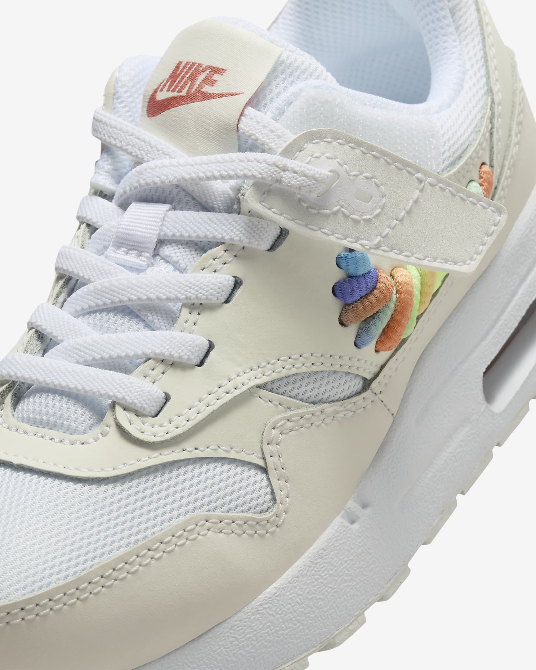 Nike Air Max 1 SE EasyOn-sko til mindre børn - hvid/Summit White/Terra Blush/multifarvet