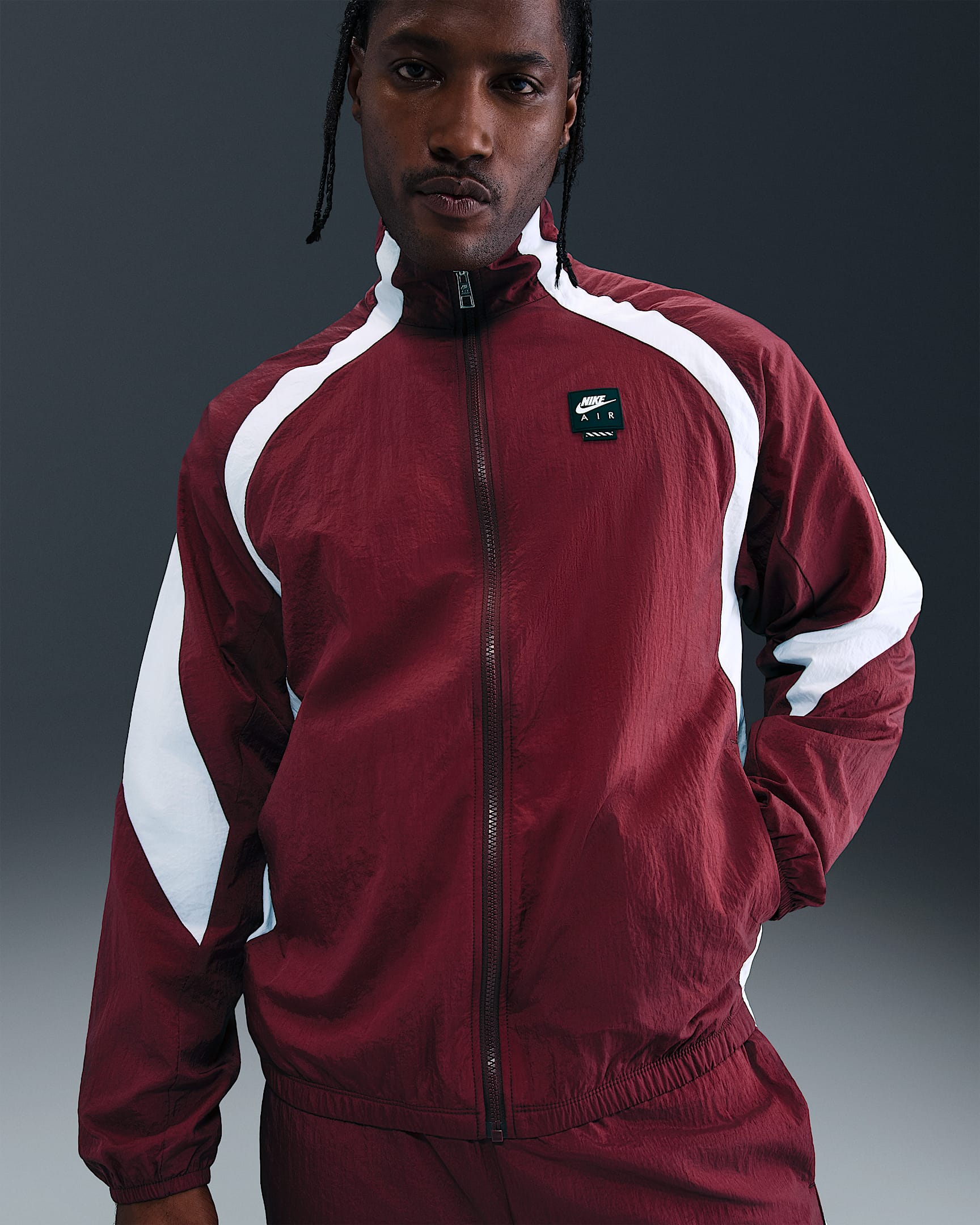 Nike Air Men's Woven Track Jacket - Dark Team Red/White/Black