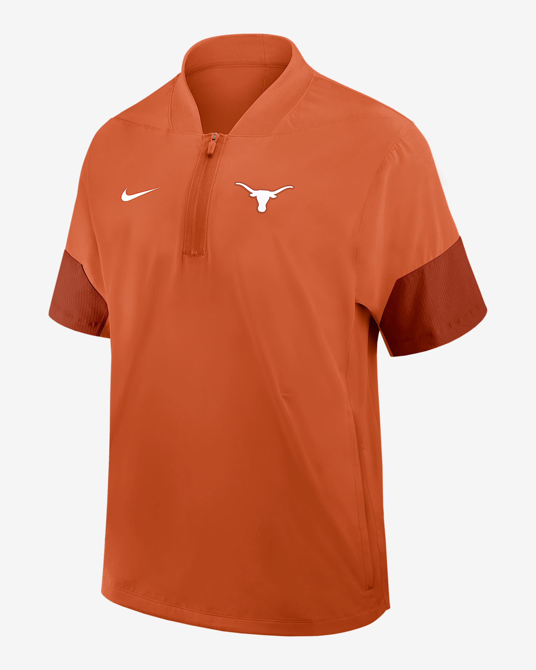 Texas Sideline Coach Men's Nike College 1/2-Zip Short-Sleeve Hooded Jacket - Burnt Orange