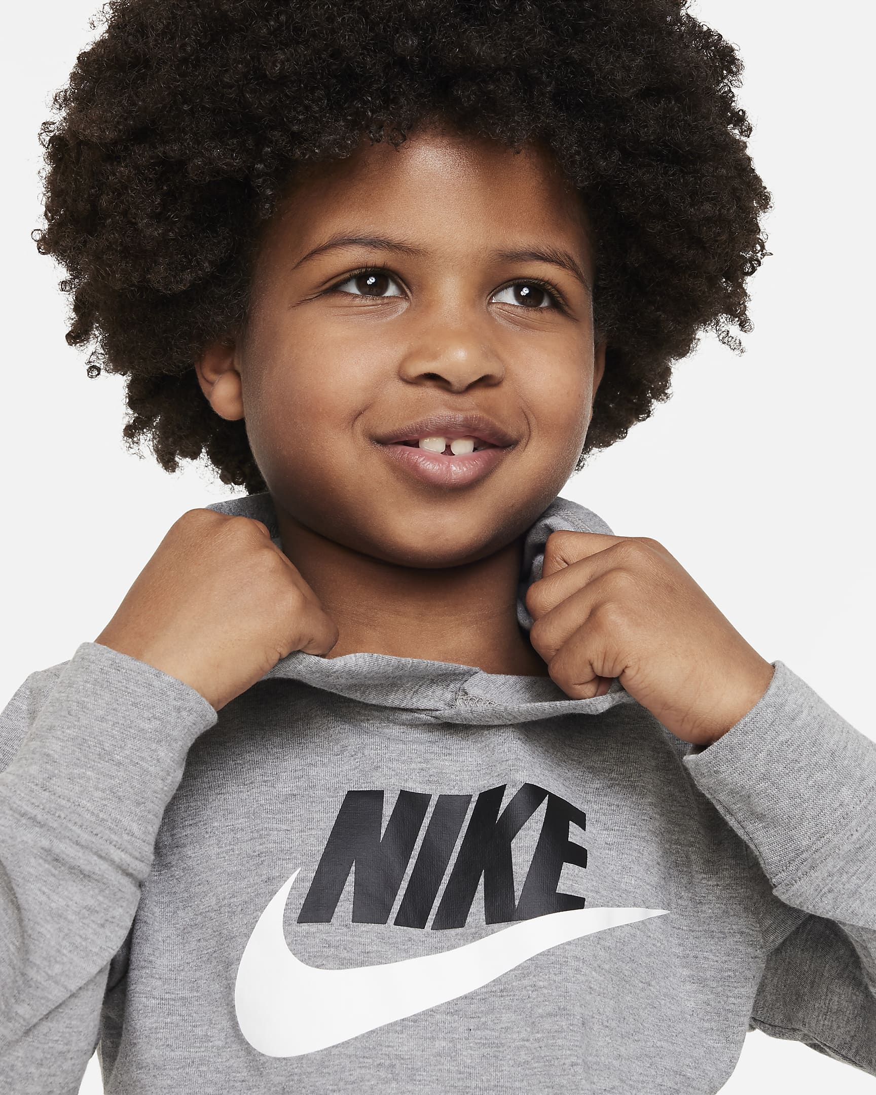 Nike Sportswear Futura Hooded Long Sleeve Tee Little Kids' T-Shirt ...