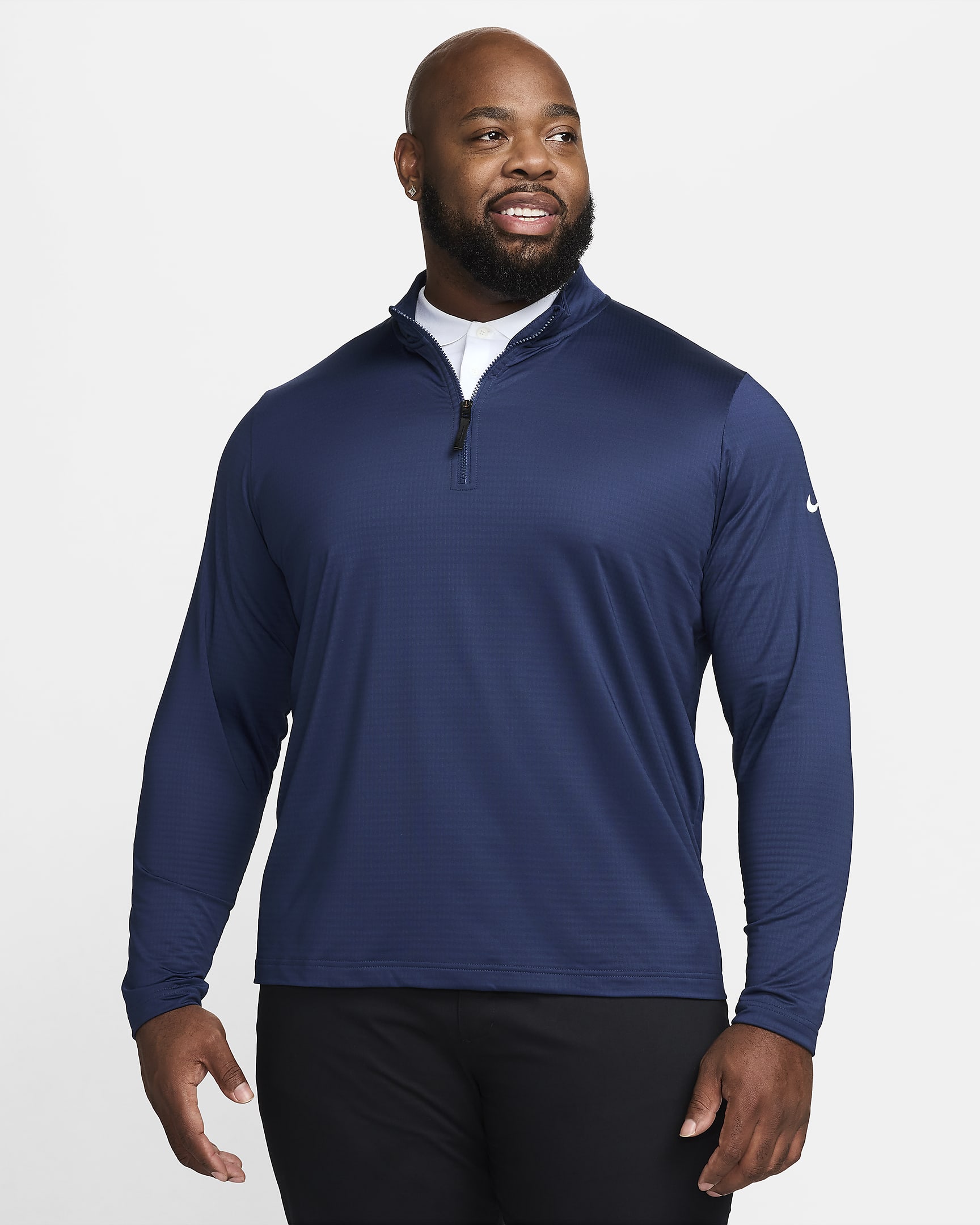 Nike Victory Dri-FIT golfoverdel med glidelås i halsen til herre - Midnight Navy/Hvit