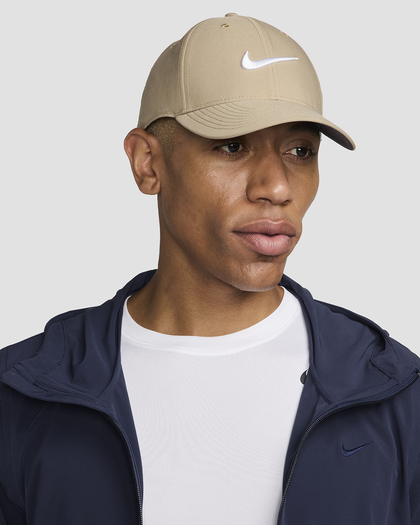 Strukturerad keps Nike Dri-FIT Club Swoosh - Khaki/Vit