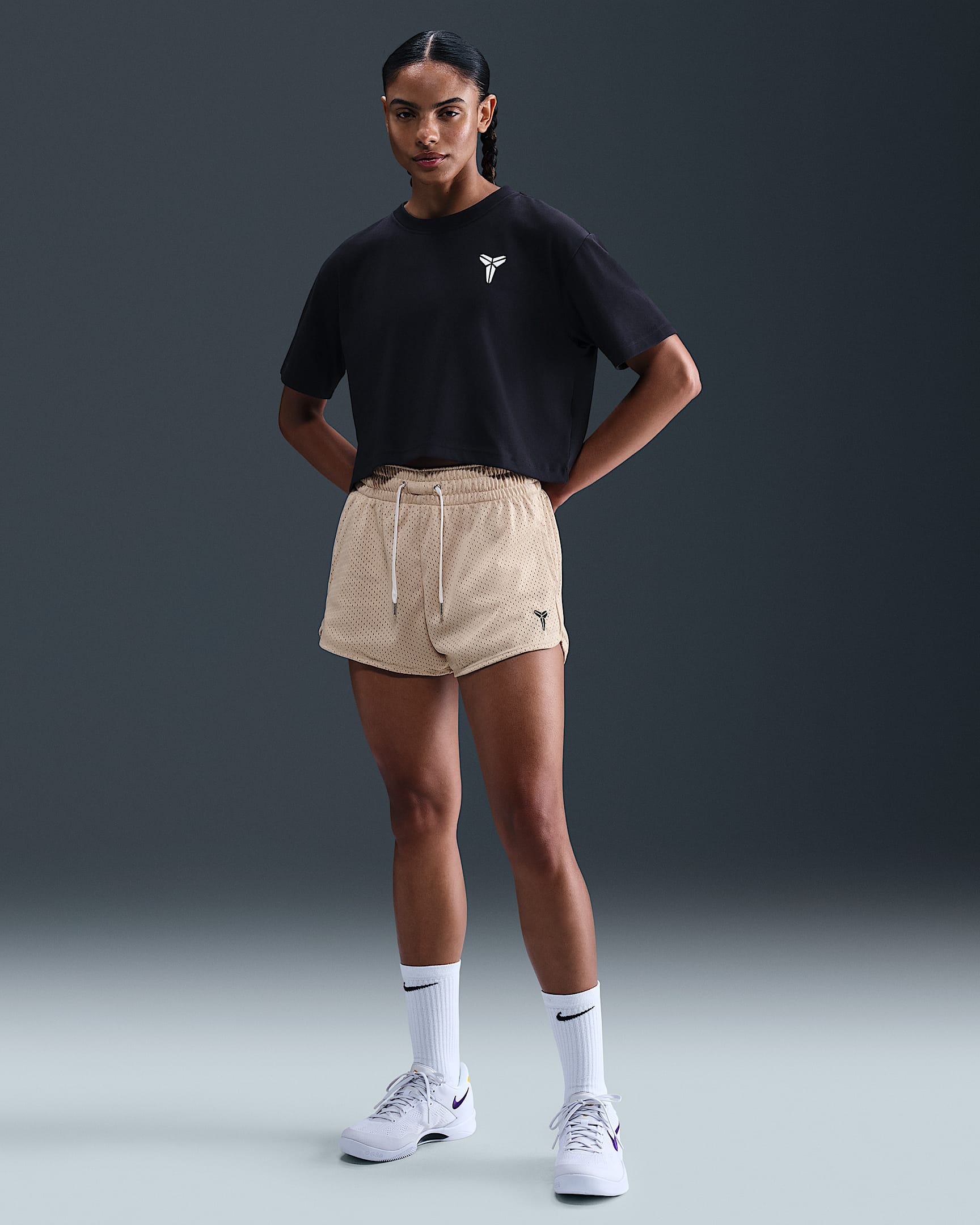 Kobe Women's Mesh Basketball Shorts - Sanddrift/Black
