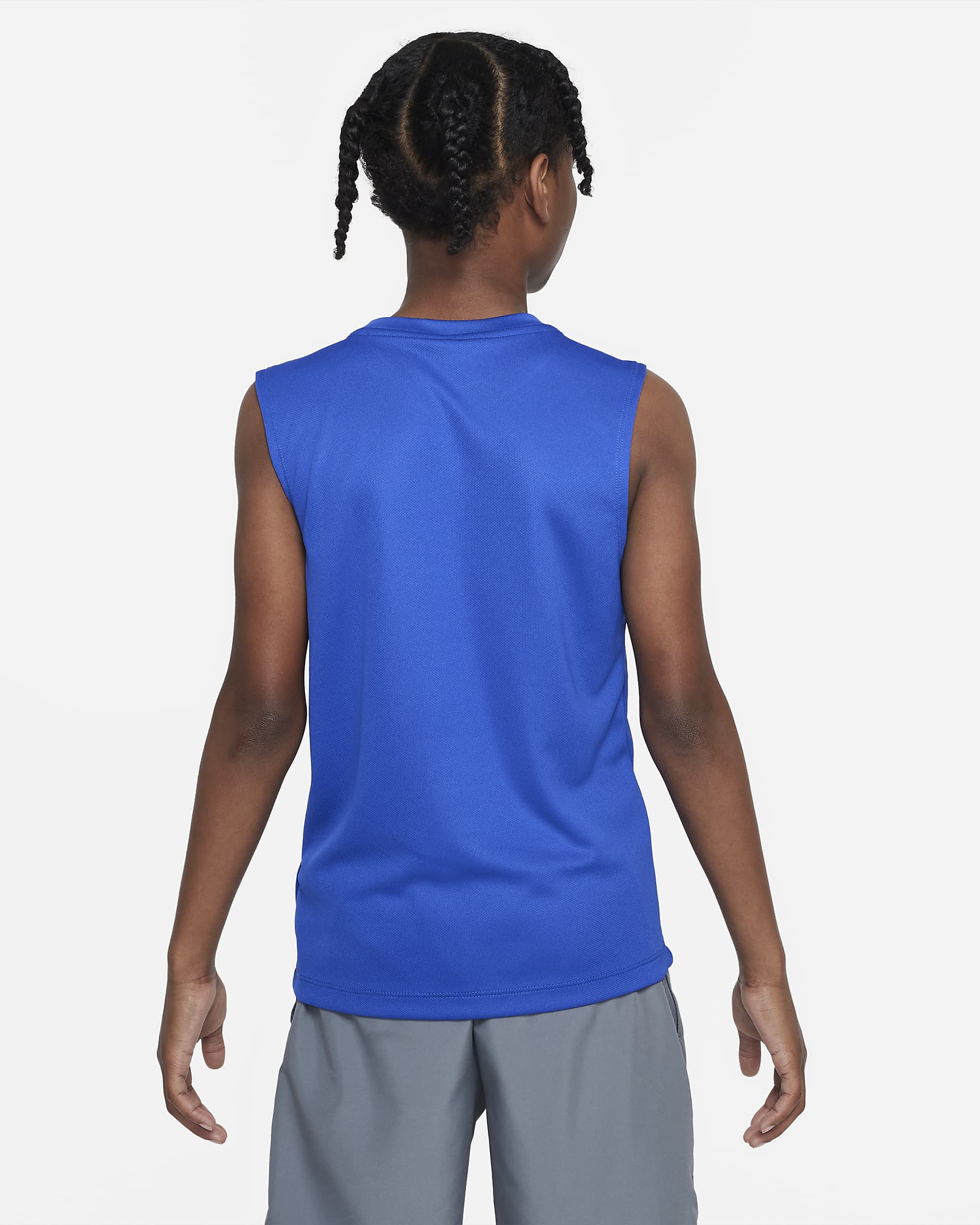 Top de entrenamiento sin mangas para niños talla grande Nike Dri-FIT Multi+ - Royal juego/Blanco