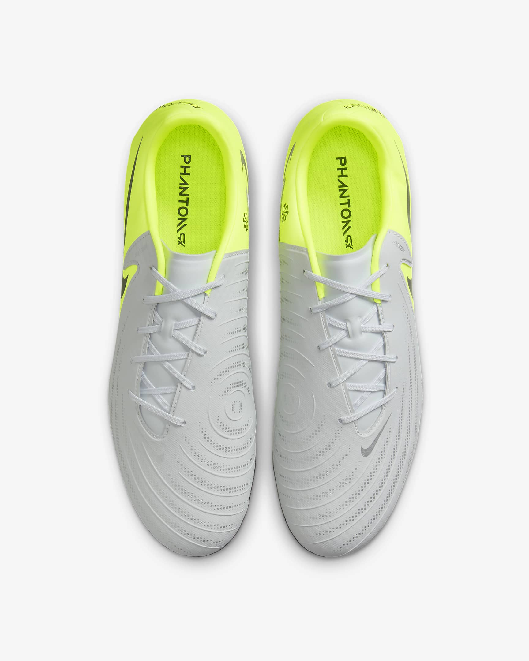 Nike Phantom GX 2 Academy Botes de futbol de perfil baix per a terrenys diversos - Platejat metal·litzat/Volt/Negre