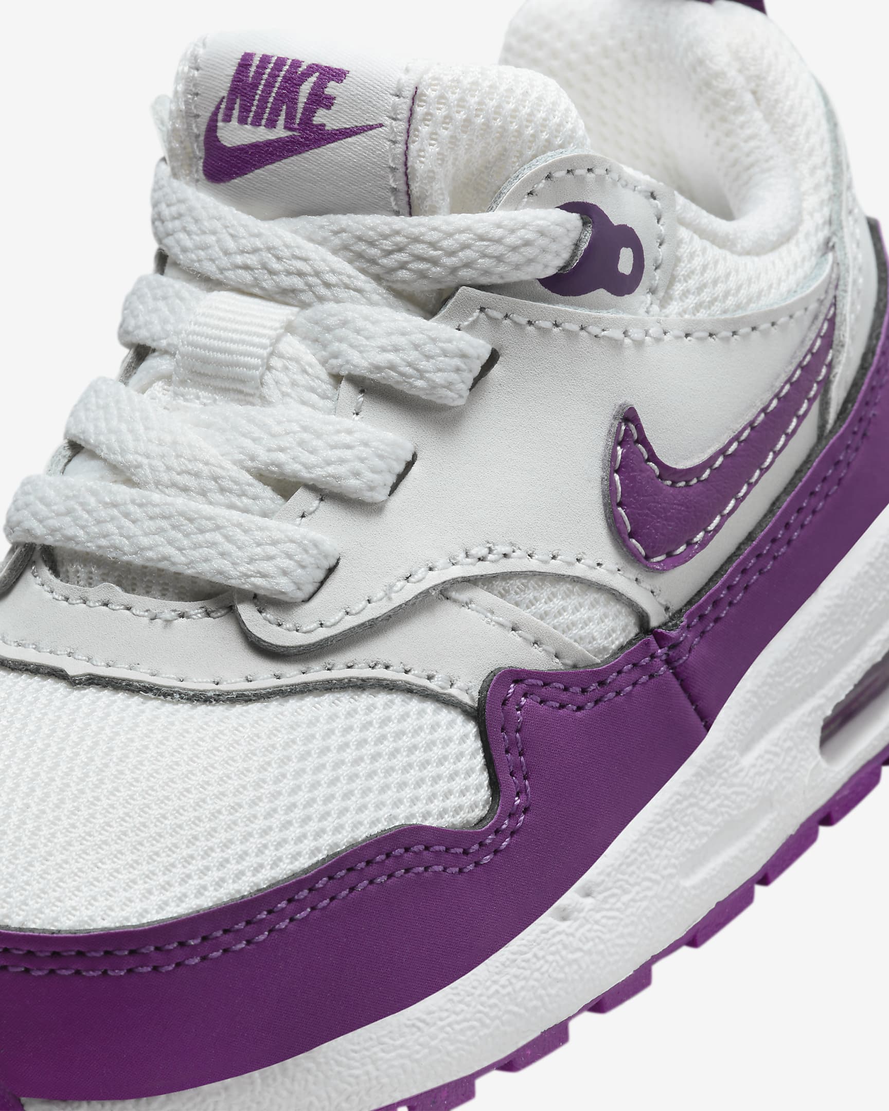 Tenis para bebé e infantiles Air Max 1 EasyOn - Blanco cumbre/Blanco/Violeta viotech