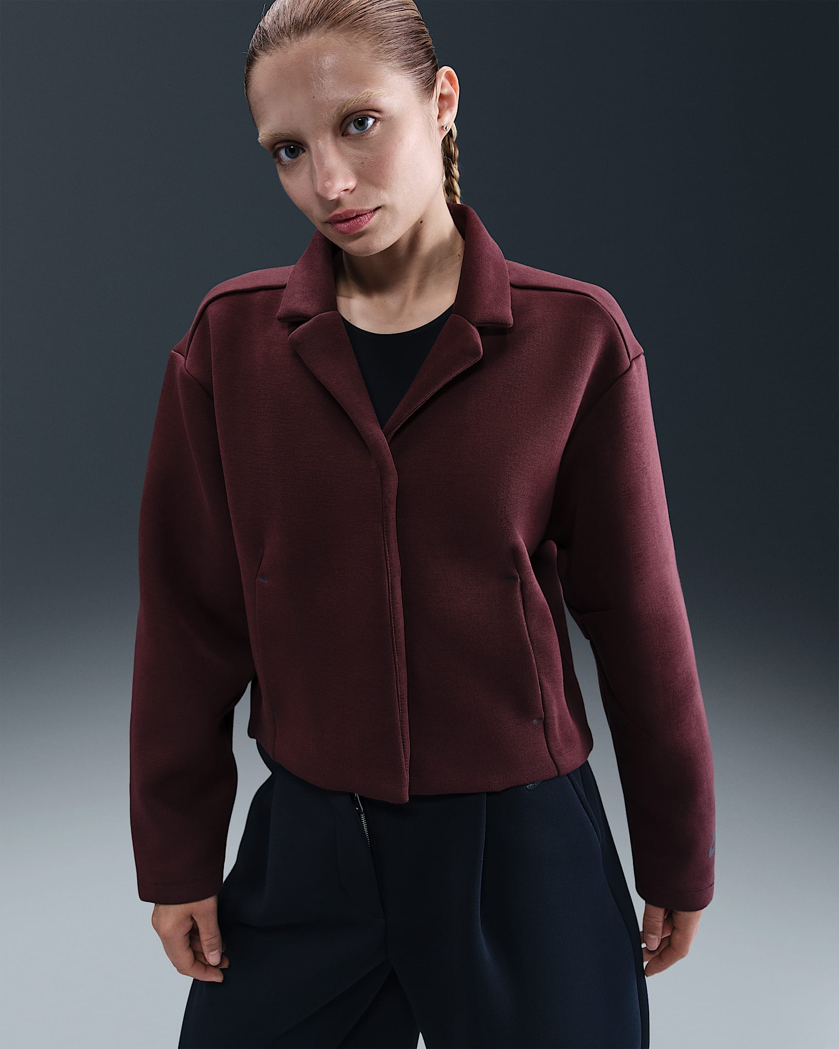 Nike Sportswear Tech Fleece Women's Tailored Jacket - Burgundy Crush/Black