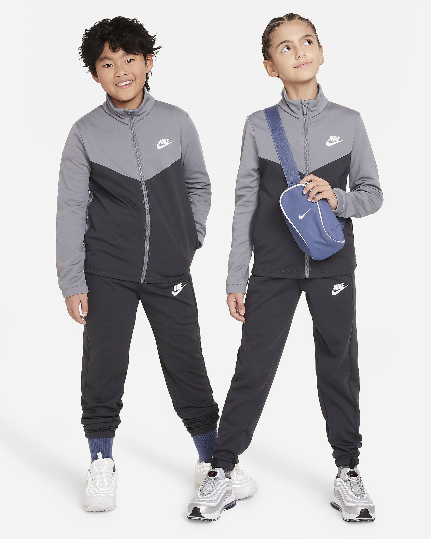 Nike Sportswear Older Kids' Tracksuit - Smoke Grey/Anthracite/White