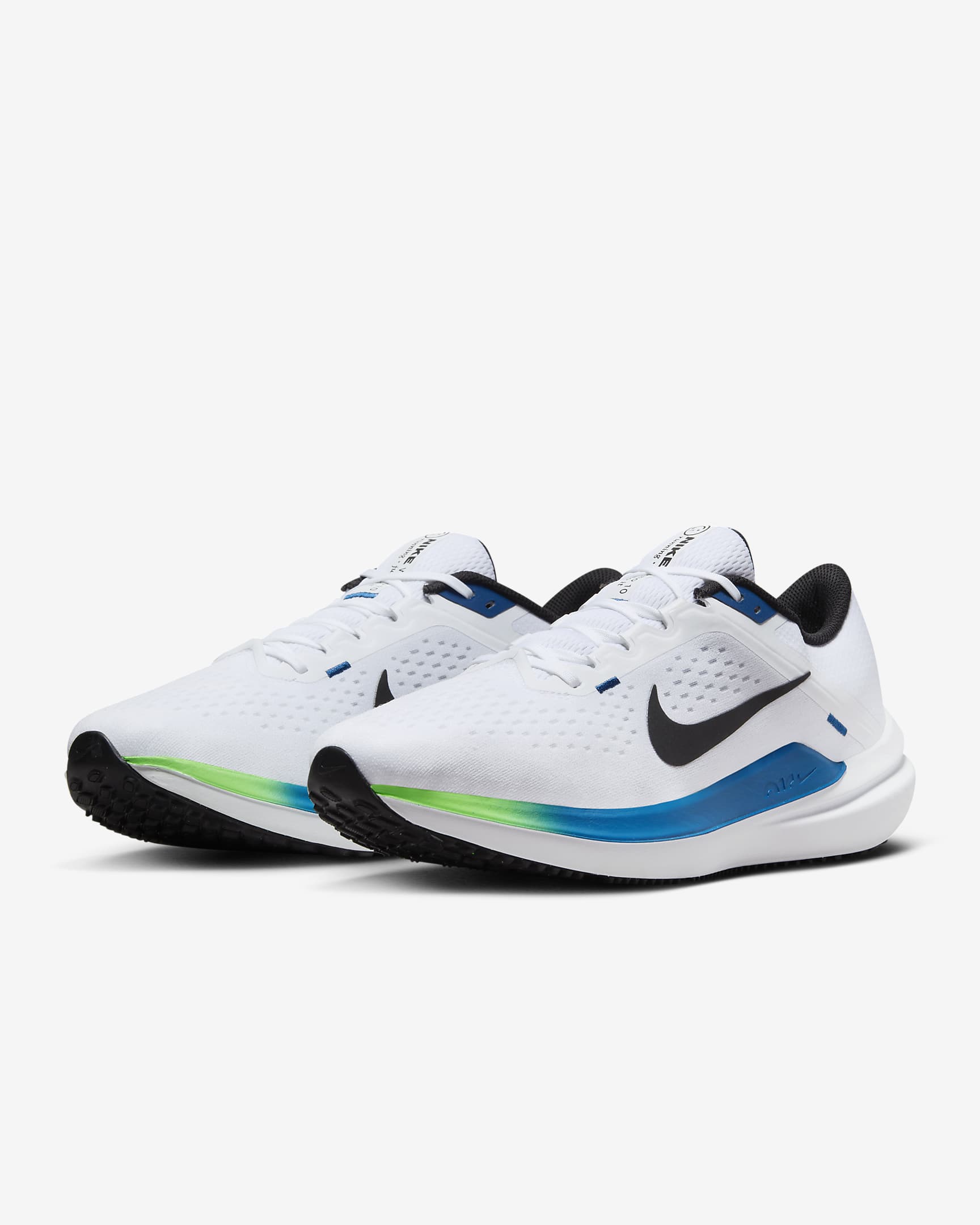 Nike Winflo 10 Men's Road Running Shoes - White/Star Blue/Green Strike/Black