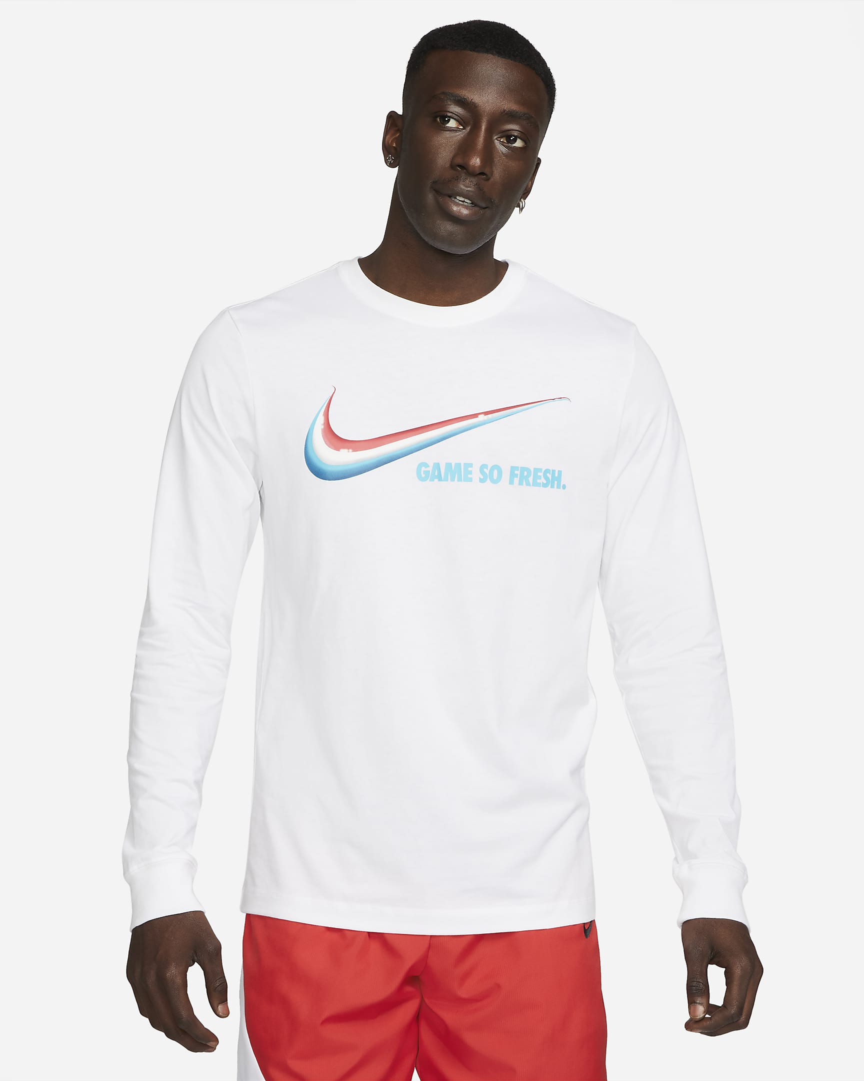 Playera de básquetbol de manga larga para hombre Nike "Game So Fresh" - Blanco