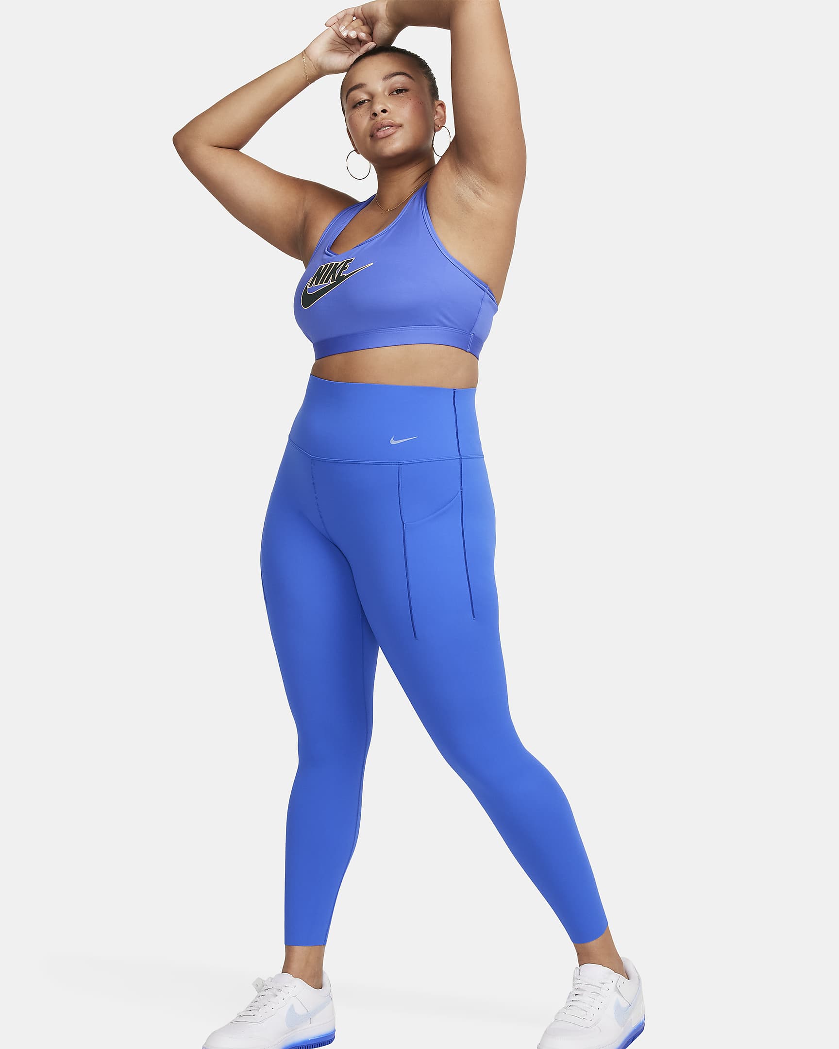 Nike Universa Women's Medium-Support High-Waisted 7/8 Leggings with Pockets - Hyper Royal/Black