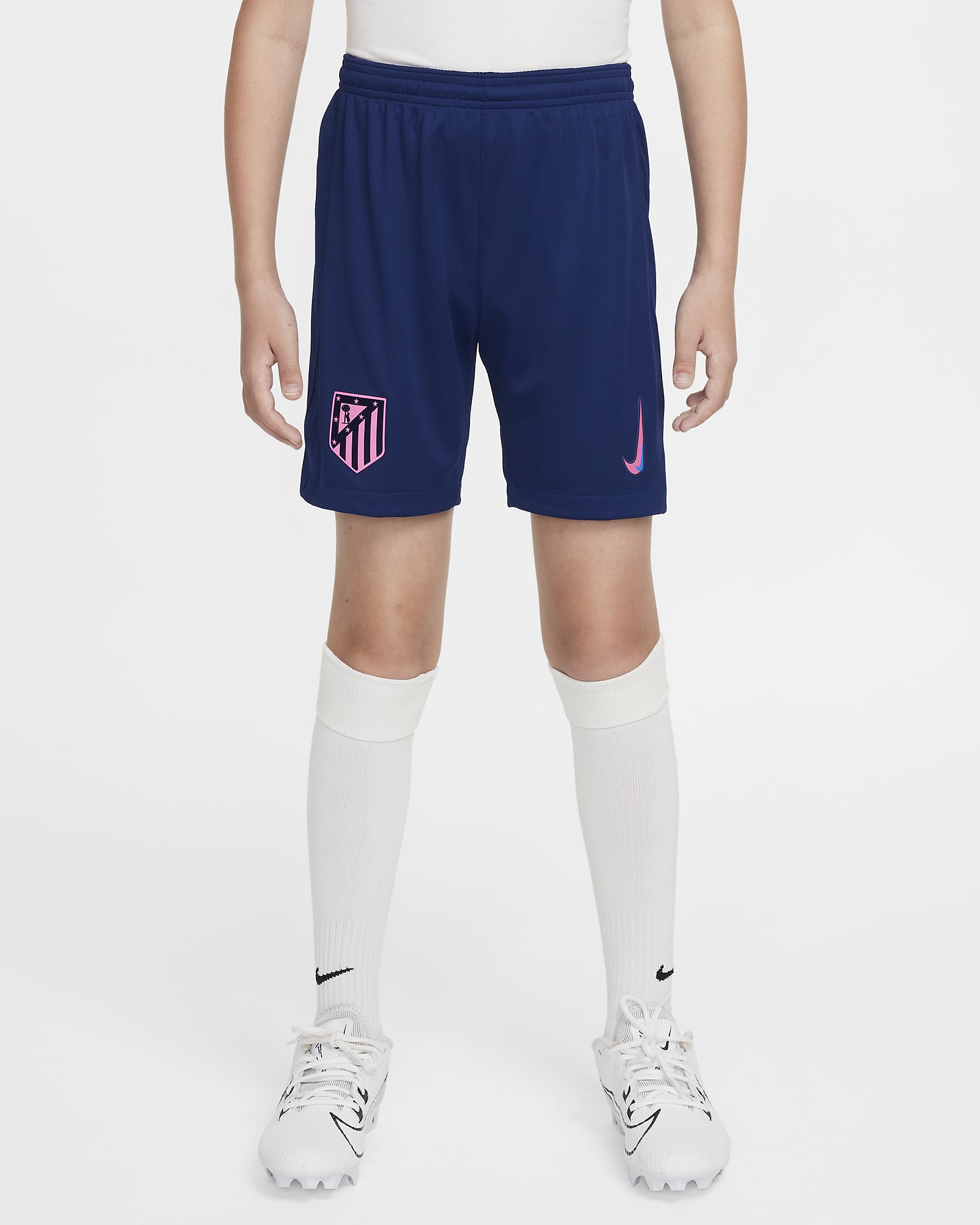 Spodenki piłkarskie dla dużych dzieci Nike Dri-FIT Atlético Madryt Stadium 2024/25 (wersja trzecia) – replika - Blue Void/Pink Glow