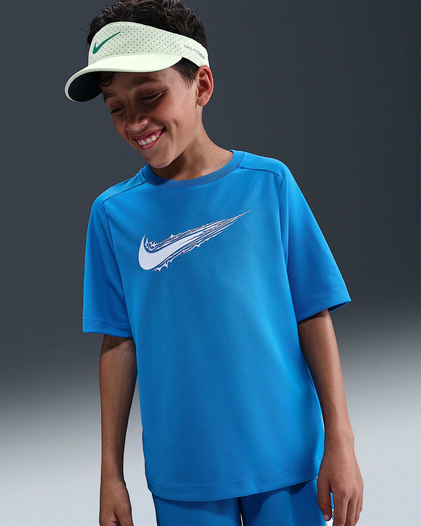 ナイキ マルチ ジュニア (ボーイズ) Dri-FIT ショートスリーブ トップ - ライトフォトブルー/ホワイト