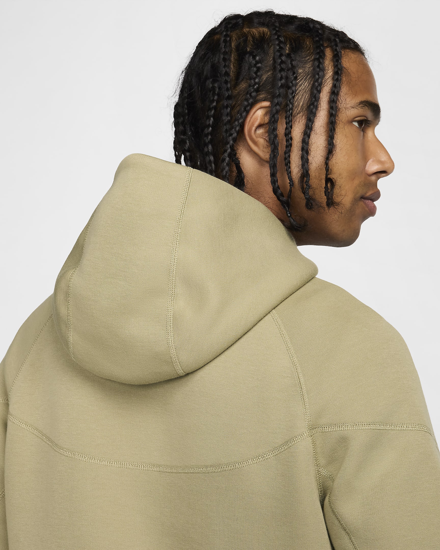 Nike Sportswear Tech Fleece Windrunner cipzáras, kapucnis férfipulóver - Neutral Olive/Fekete