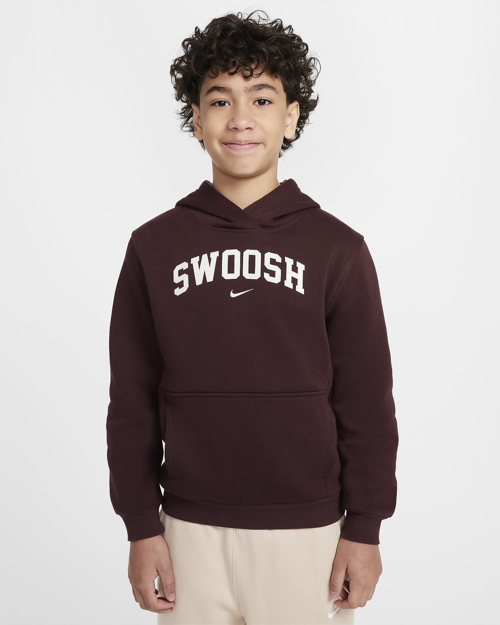 Sudadera con gorro para niños talla grande Nike Sportswear Club Fleece - Burdeos enérgico/Vela