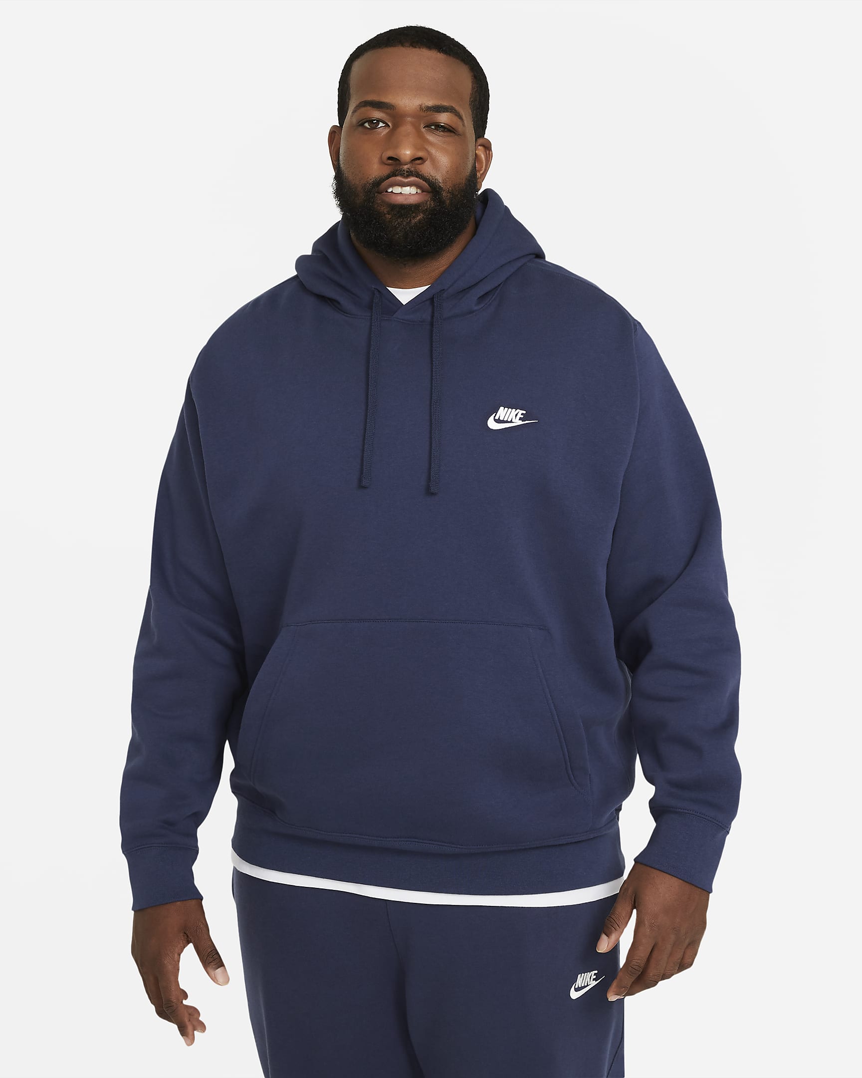 Nike Sportswear Club fleecehettegenser til herre - Midnight Navy/Midnight Navy/Hvit