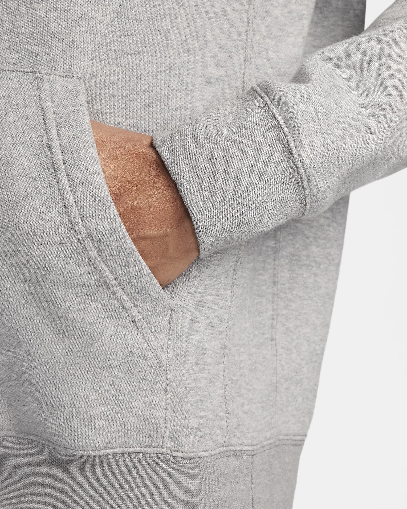 Nike Club Fleece+ Herren-Hoodie - Dark Grey Heather/Light Smoke Grey/Safety Orange