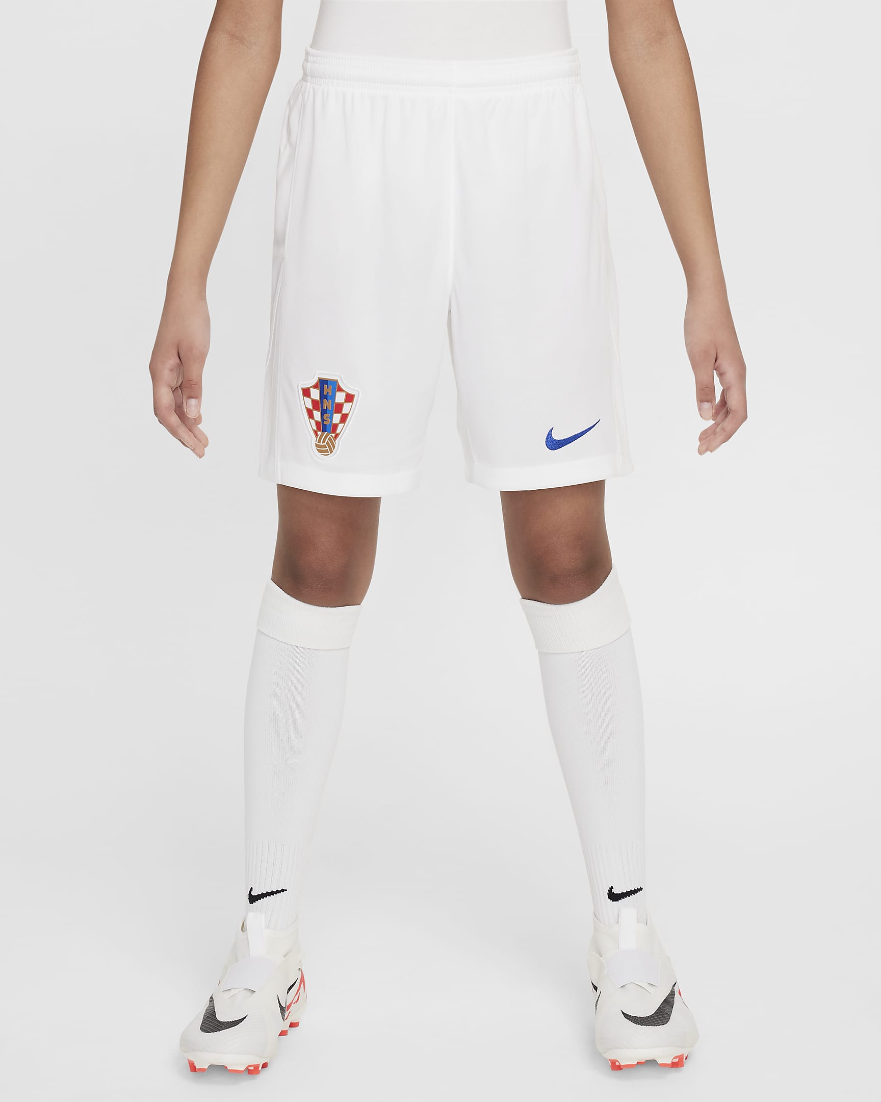 Kroatien 2024/25 Stadium Home/Away Nike Replica Dri-FIT Fußballshorts für ältere Kinder - Weiß/Hyper Royal