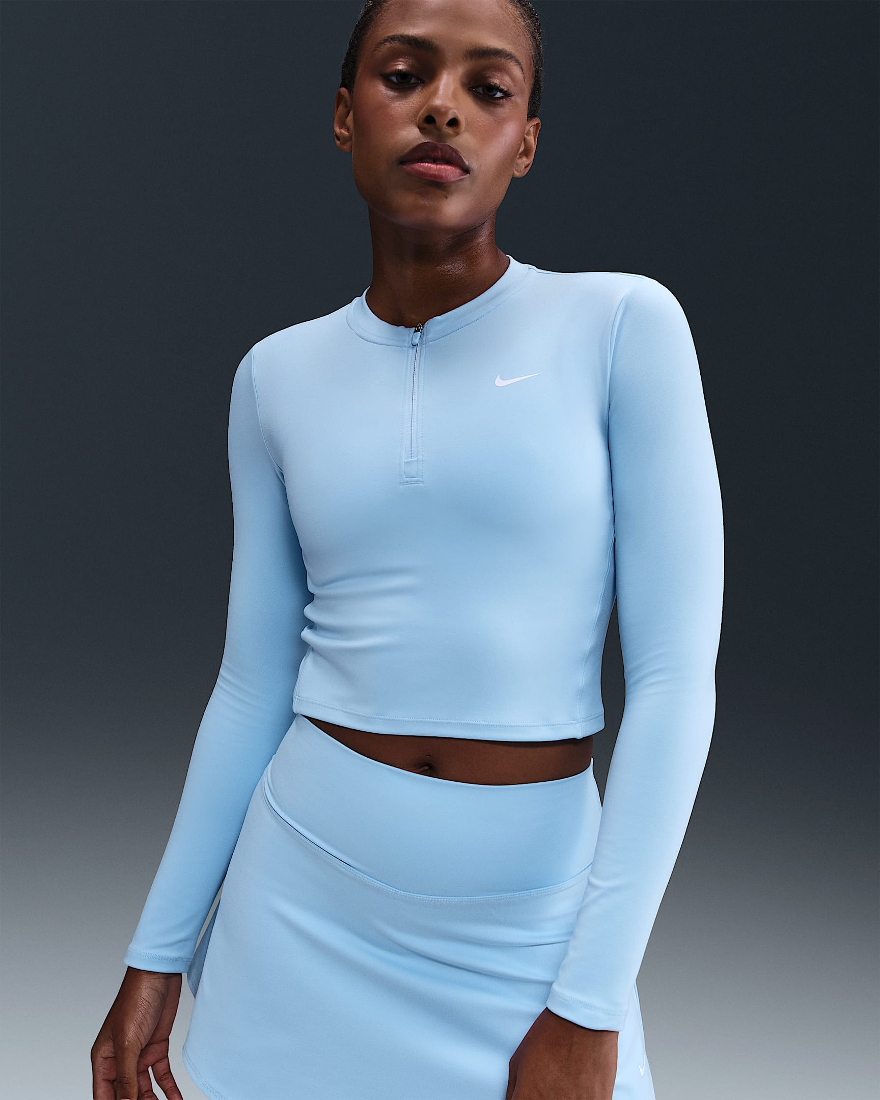 Nike One Women's Dri-FIT 1/2-Zip Mid Layer - Celestine Blue/White