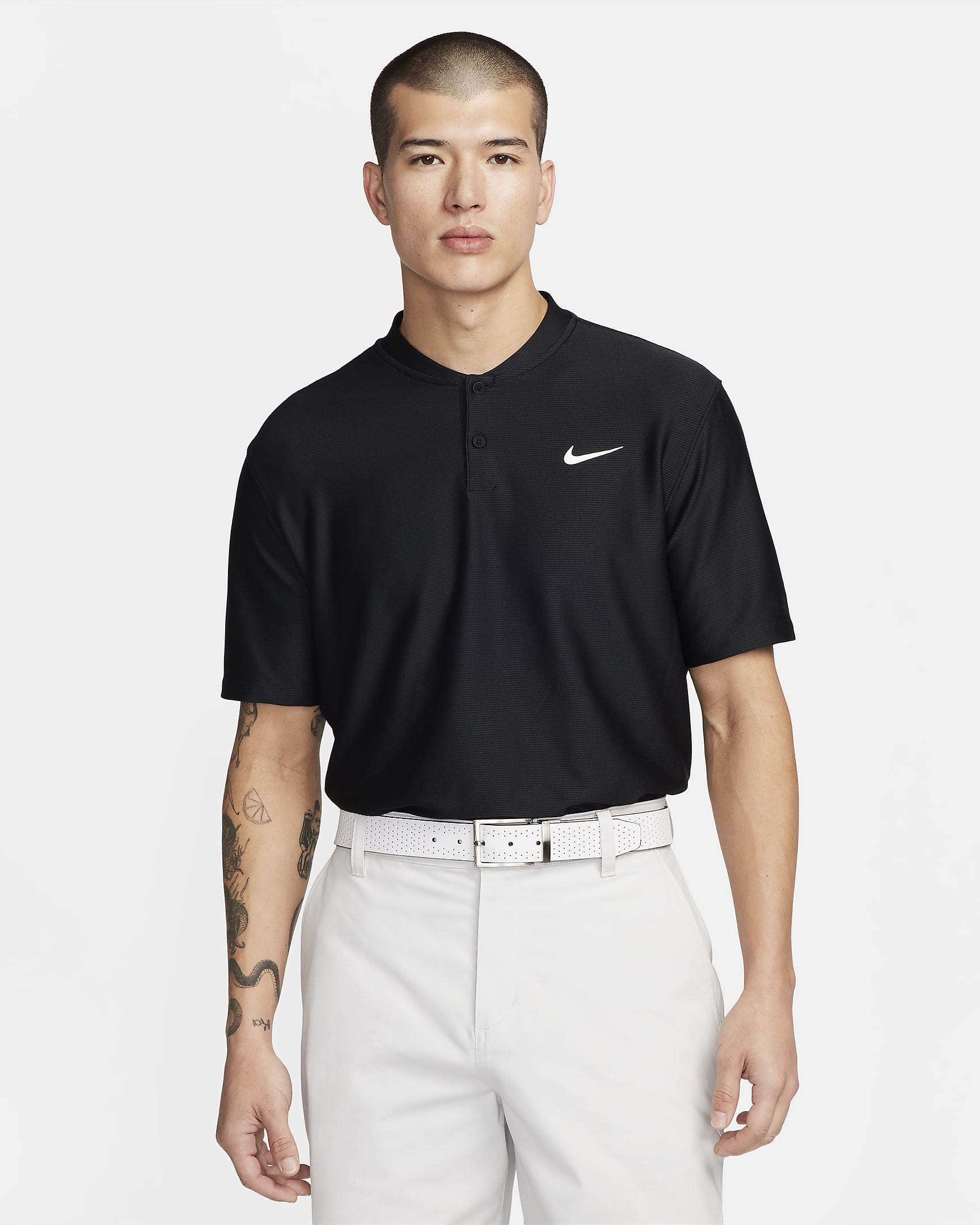 Nike Tour Dri-FIT galléros férfi golfpóló - Fekete/Fehér