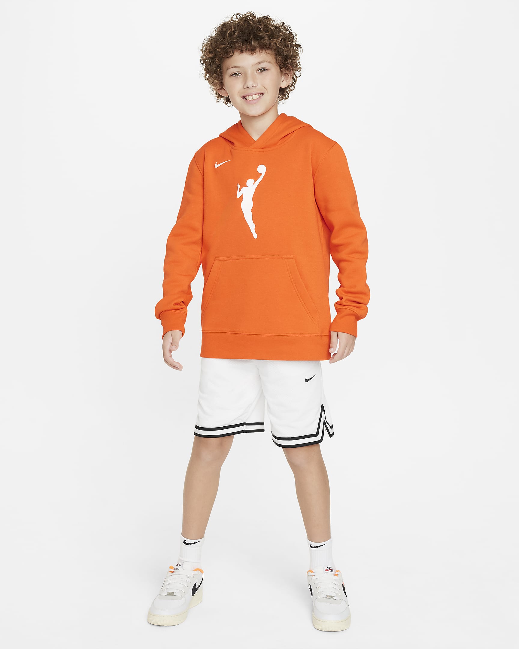 Team 13 Essential Older Kids' Nike WNBA Pullover Hoodie - Brilliant Orange