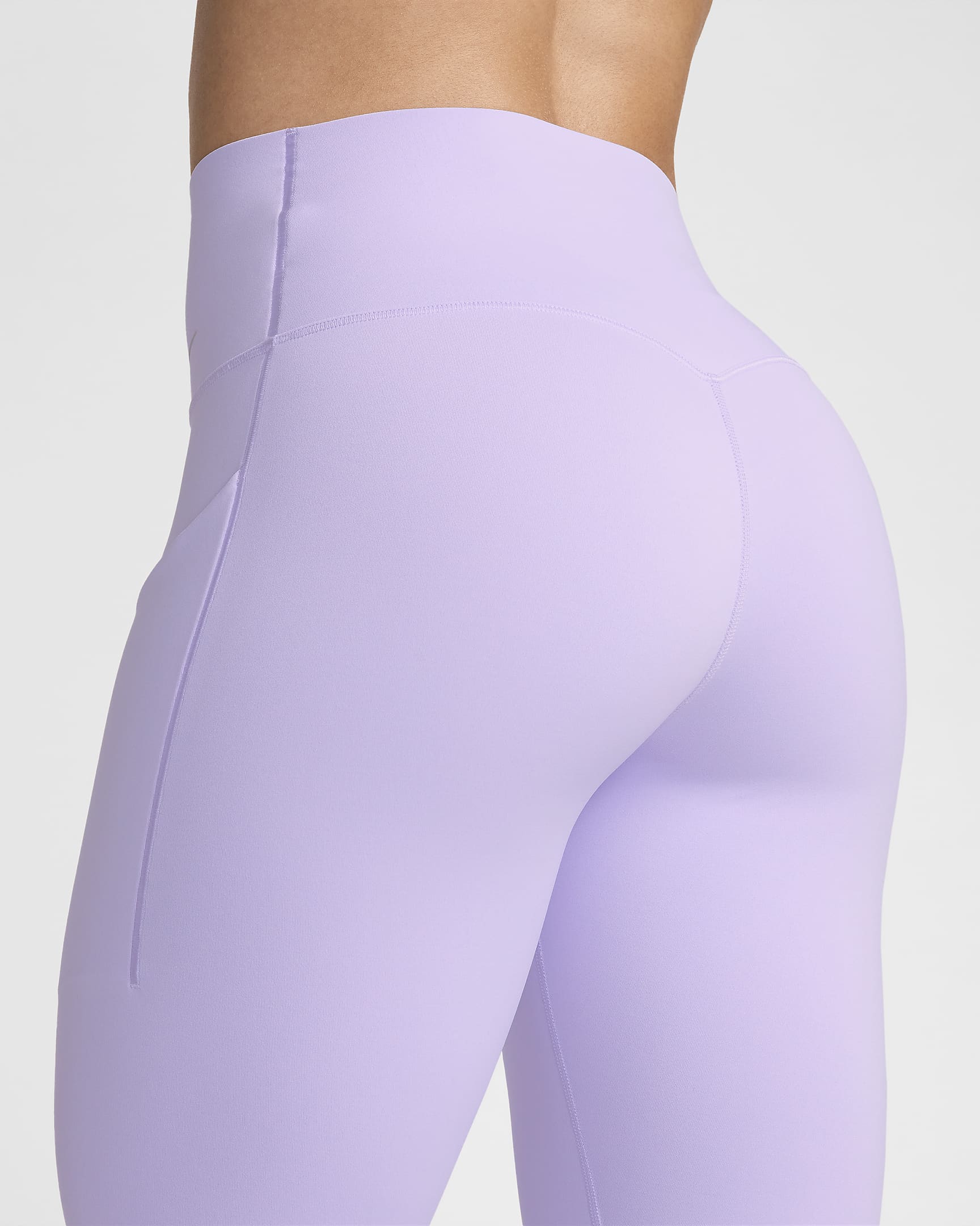 Nike Universa Lange legging met hoge taille, zakken en medium ondersteuning voor dames - Lilac Bloom/Zwart