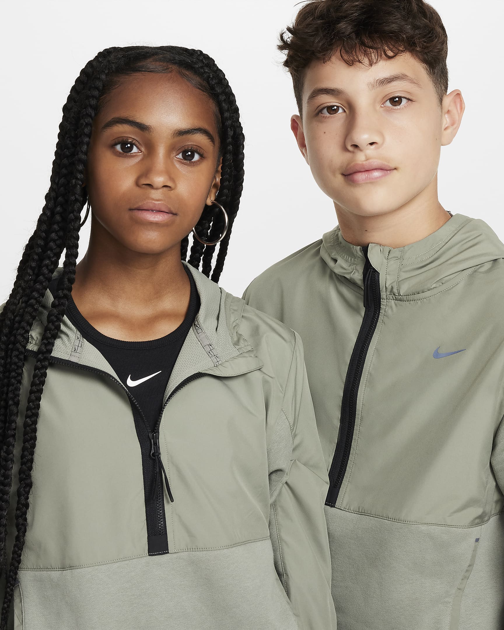 Nike Sportswear City Utility EasyOn fleecehoodie met halflange rits voor kids - Dark Stucco/Zwart