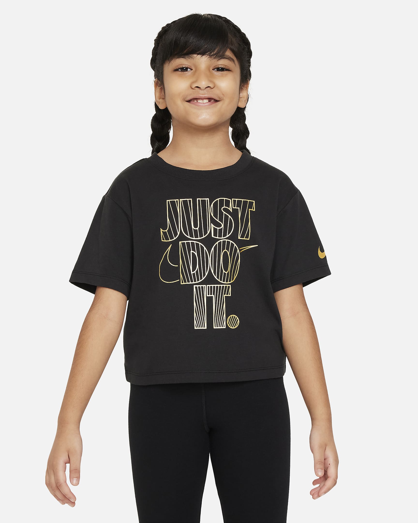 Nike Shine Boxy Tee T-Shirt für jüngere Kinder - Schwarz