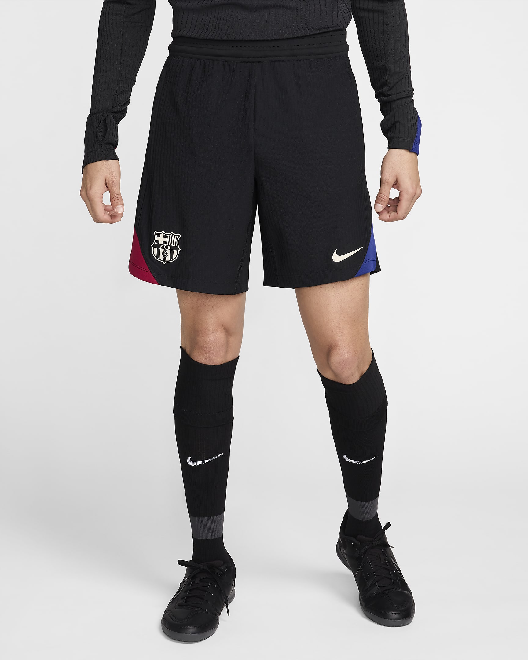 Short de foot en maille Nike Dri-FIT ADV FC Barcelona Strike Elite pour homme - Noir/Noble Red/Deep Royal Blue/Light Orewood Brown