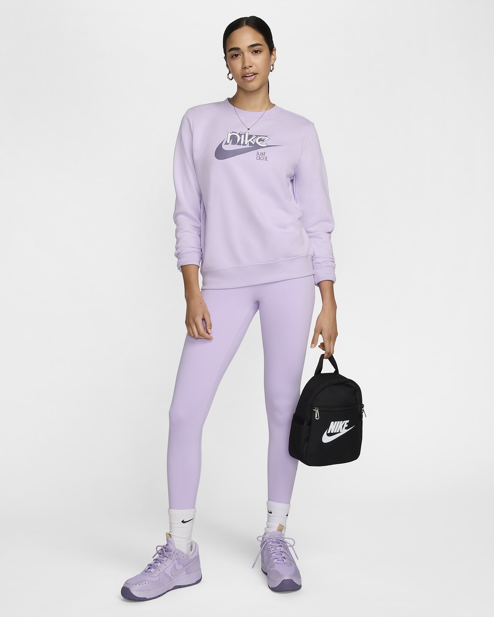 Γυναικείο ψηλόμεσο κολάν 7/8 Nike One - Lilac Bloom/Μαύρο