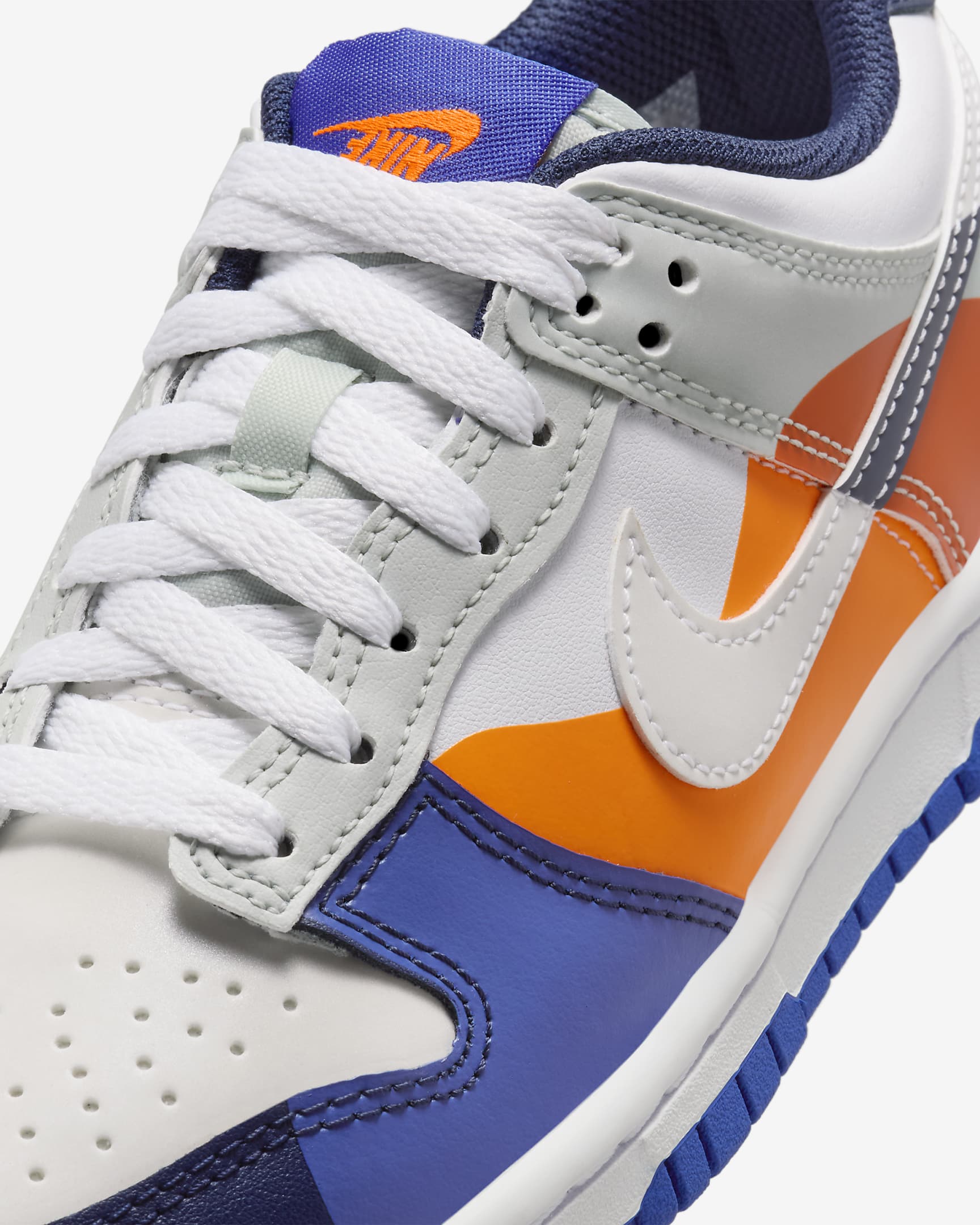 Nike Dunk Low SE Big Kids' Shoes - White/Light Silver/Midnight Navy/White