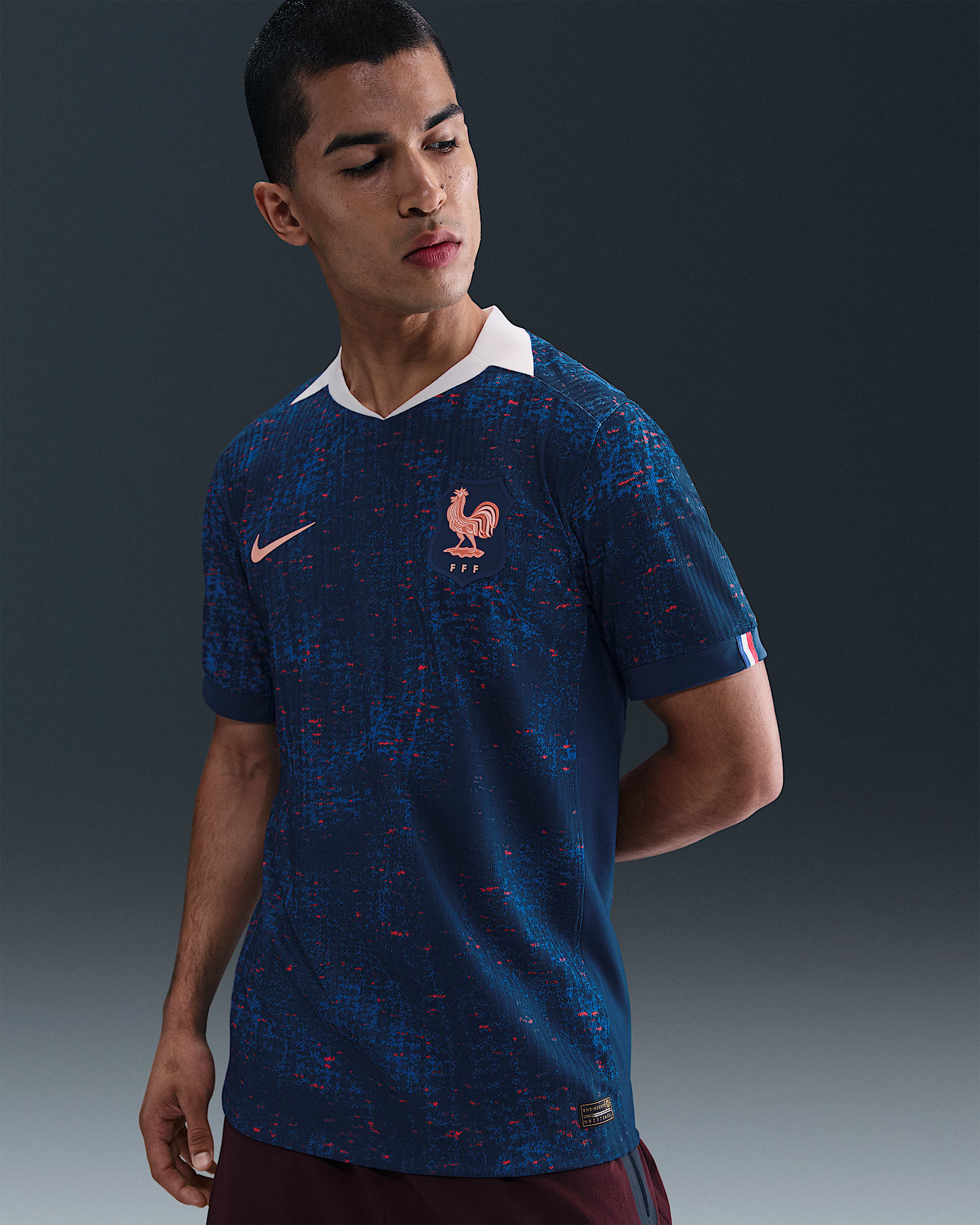 FFF 2025 Match Home (Women's Team) Men's Nike Dri-FIT ADV Football Authentic Shirt - Blue Void/Light Madder Root
