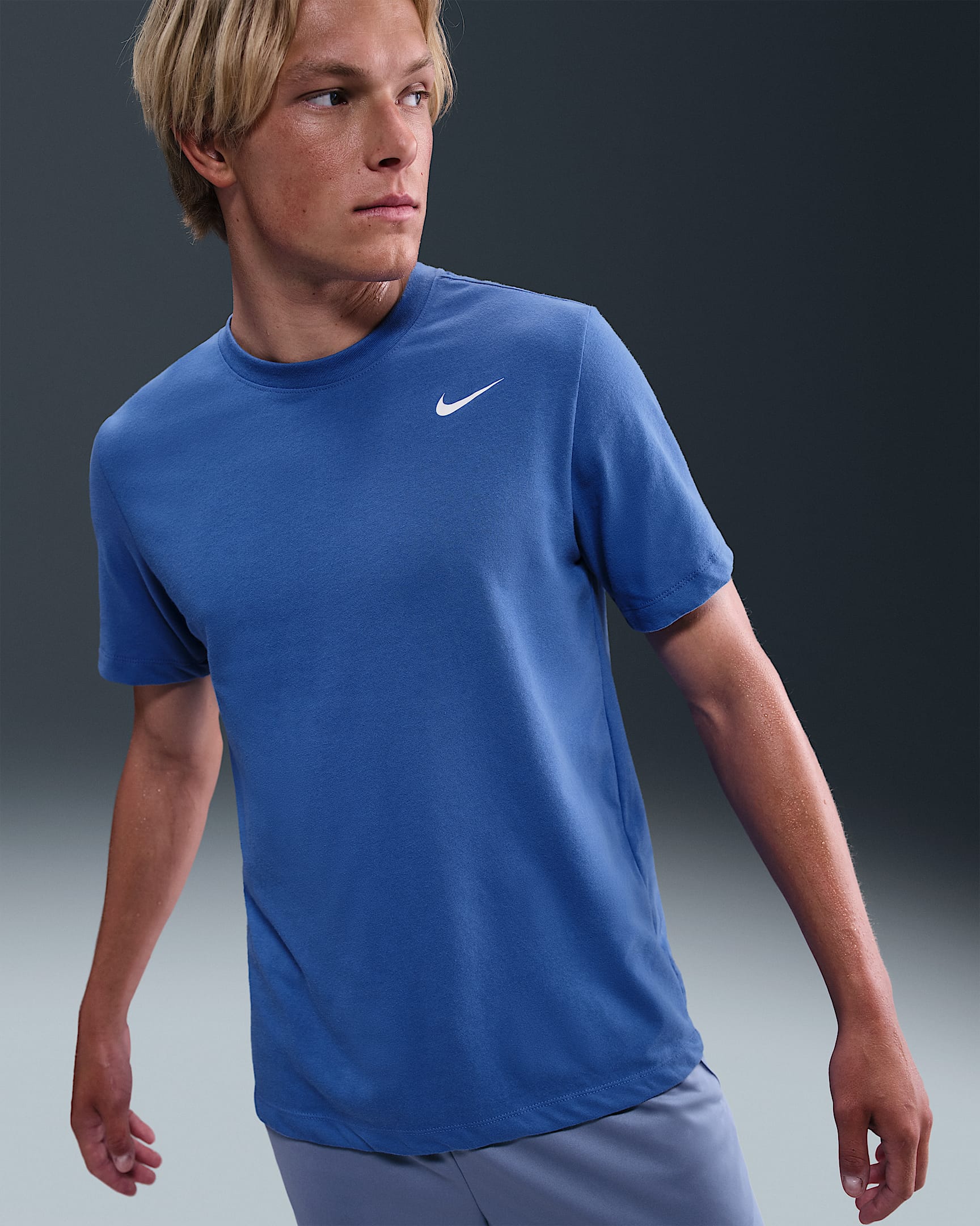 Nike Dri-FIT Men's Fitness T-Shirt - Comet Blue/White