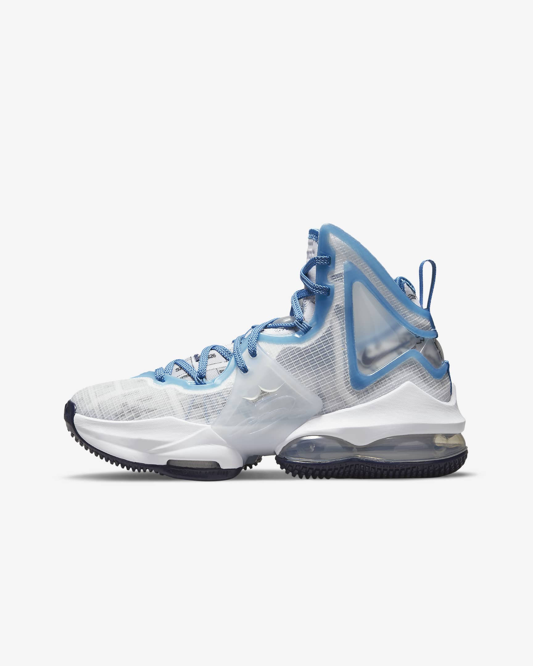Calzado de básquetbol para niños talla grande LeBron 19 - Blanco/Azul vacío/Azul holandés