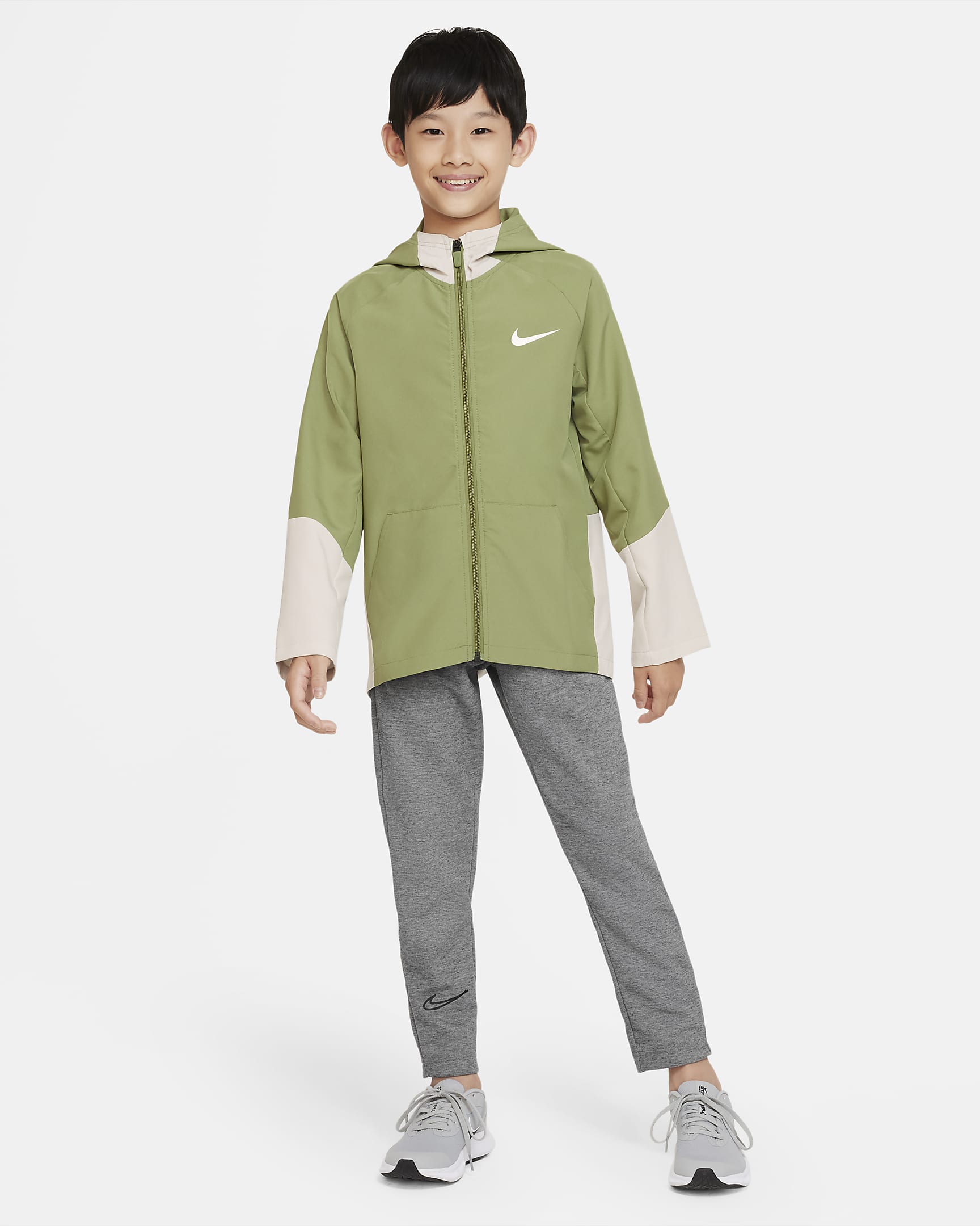 Nike Dri-FIT Big Kids' (Boys') Woven Training Jacket - Alligator/Light Bone/White
