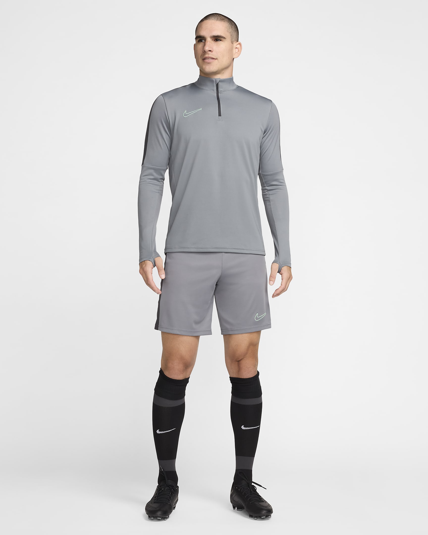 Nike Academy Men's Dri-FIT 1/2-Zip Football Top - Smoke Grey/Dark Smoke Grey/Vapour Green