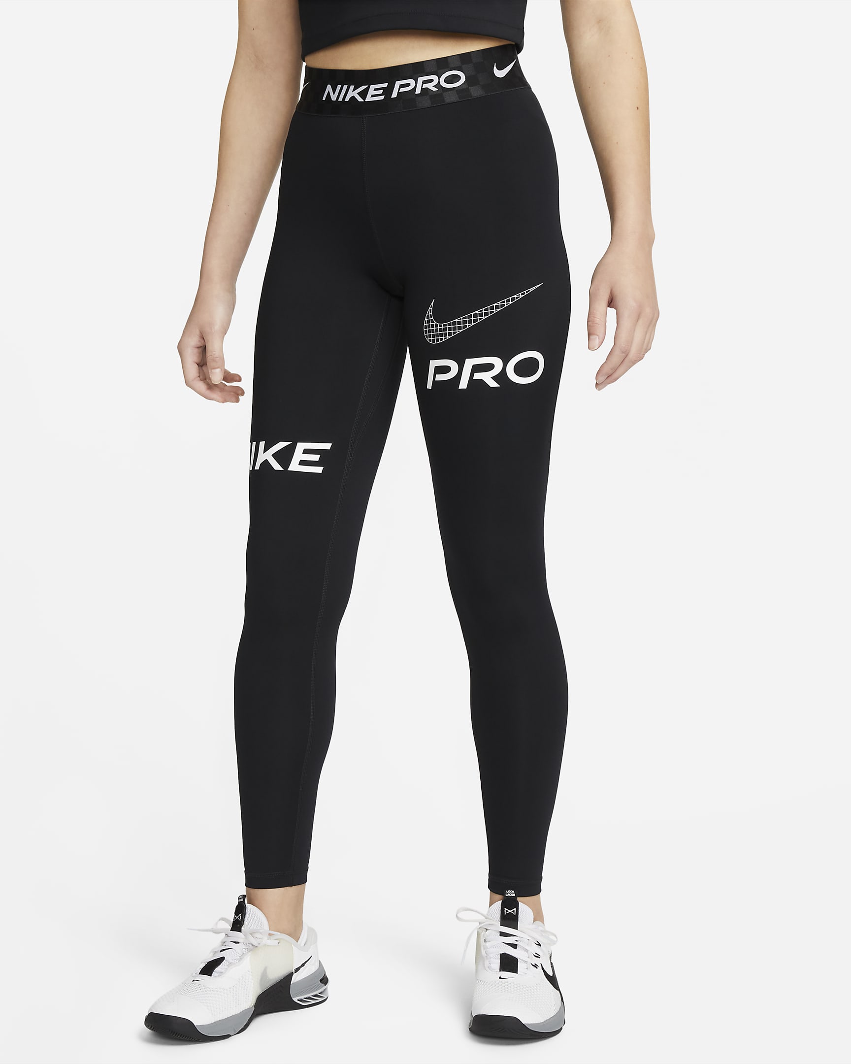 Nike Pro Trainings-Leggings in voller Länge mit halbhohem Bund und ...