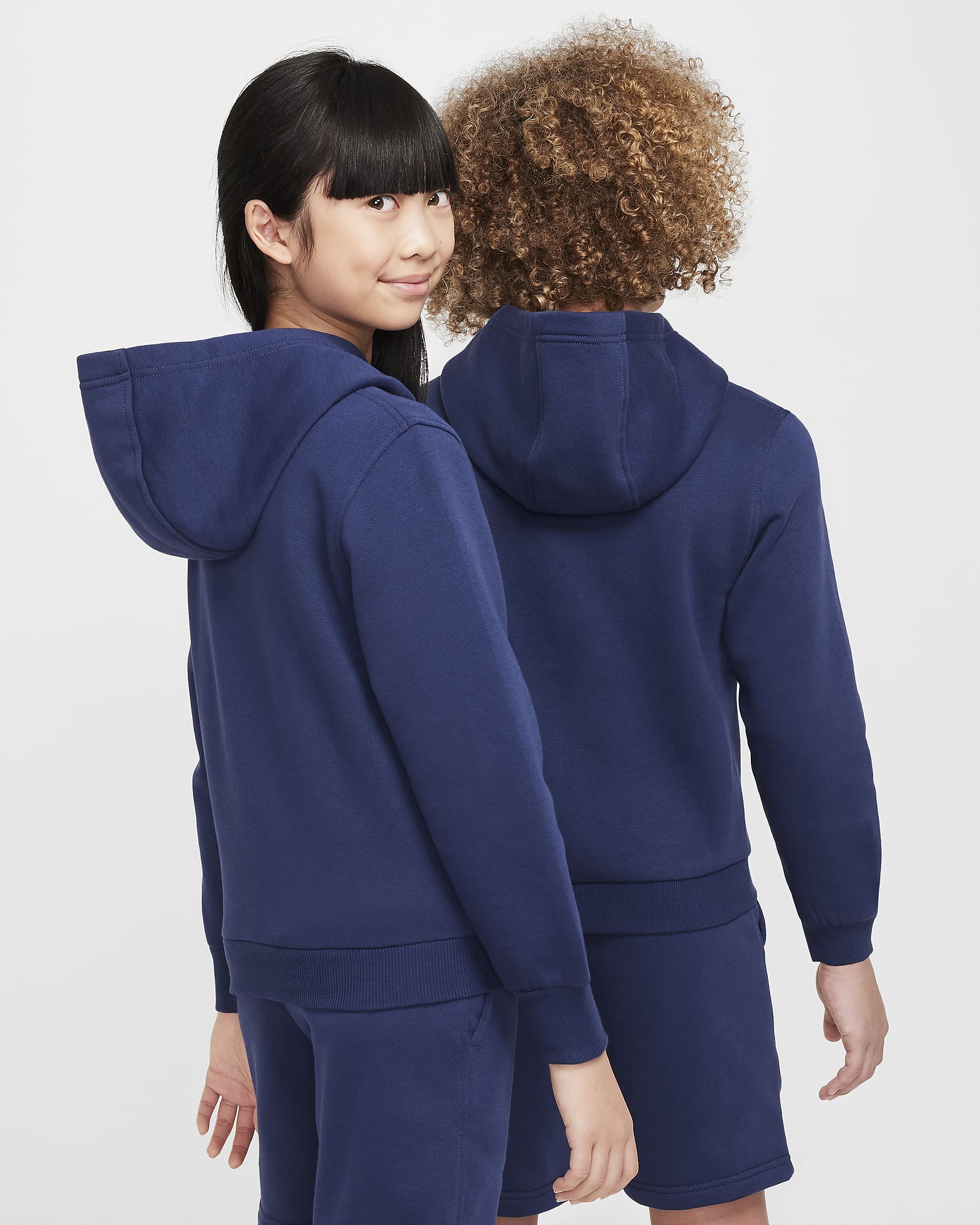 Nike Sportswear Club Fleece 大童連帽上衣 - Midnight Navy/白色